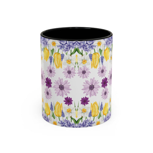 Botanical Floral Mug  Lavender & Yellow Flowers, Ceramic 11oz & 15oz Cup, Ideal Gift for Coffee Lovers, Mother's Day, or Cozy Spring Mornings