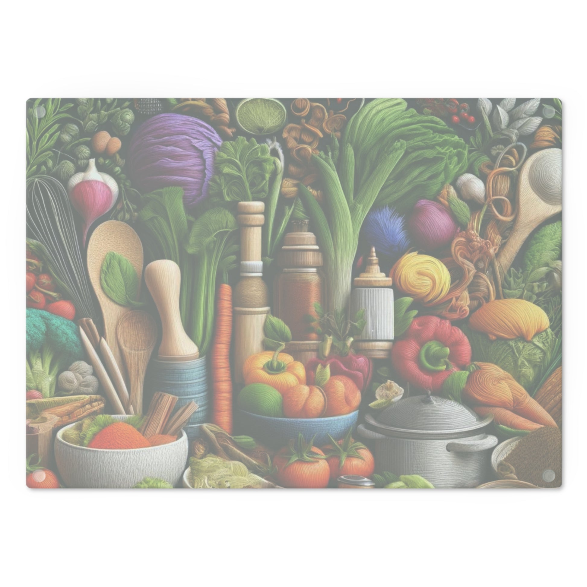 Vibrant Harvest Lively Fruit & Veggie Design Glass Cutting Board for Culinary Inspiration, Housewarming, New House Gift for the Chef or Cook - MRSBYVALLE