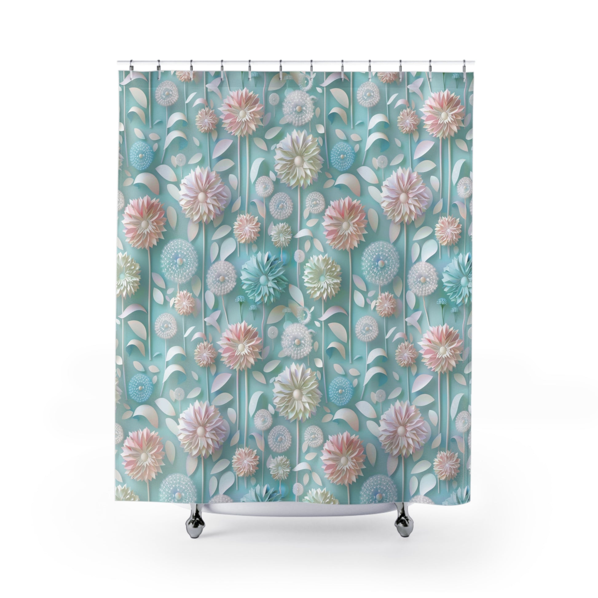 Pastel Floral Shower Curtain 71x74 Inches | Elegant Bathroom Decor with Vibrant 3D Design | Durable, Water-Resistant, and Easy to Clean | Adds Style and Charm