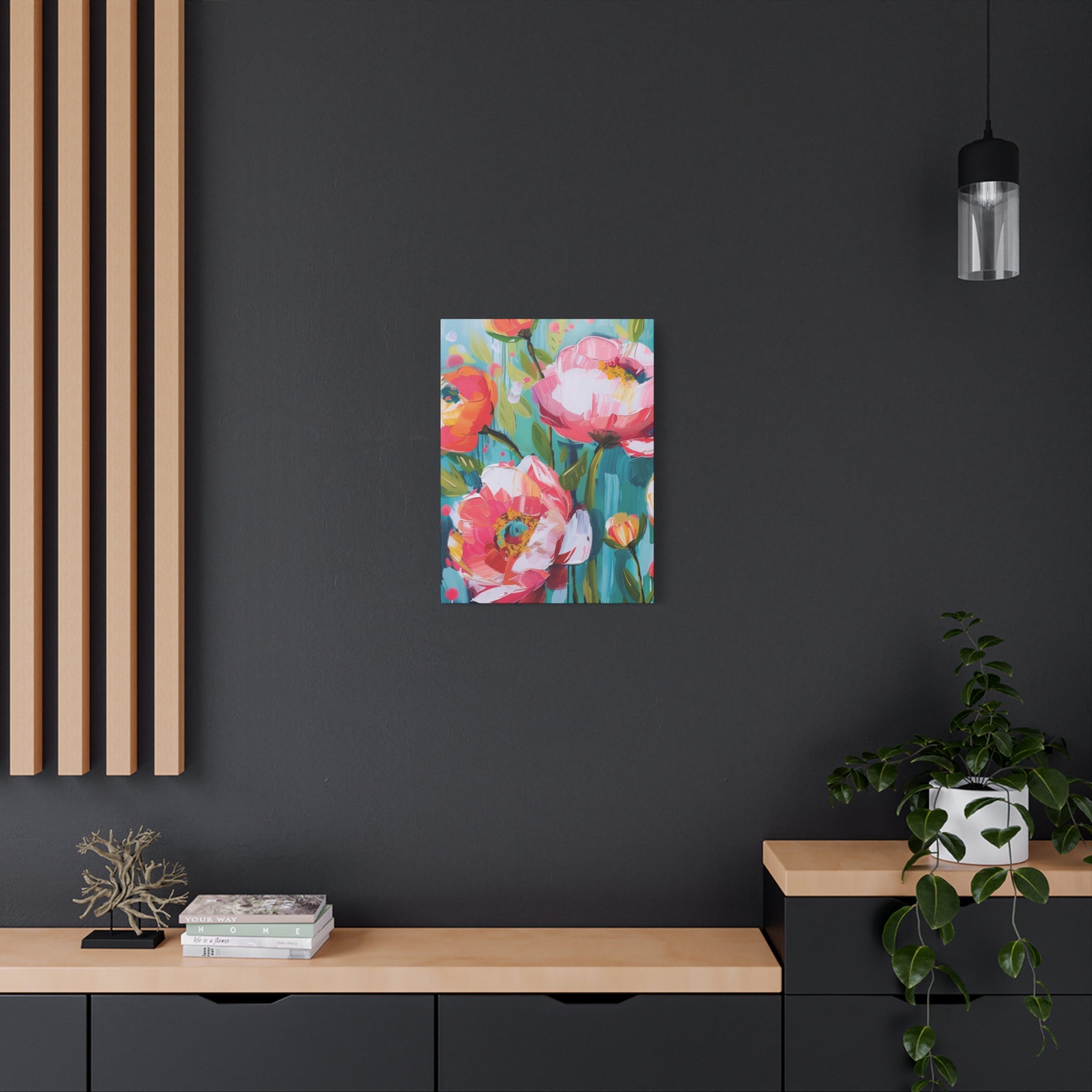 Unique Boho Floral Wall Art Matte Canvas Stretched, Vibrant Botanical Design, Perfect for Living Room, Bedroom, or Office Decor, Adds a Stylish Touch to Any Space - MRSBYVALLE