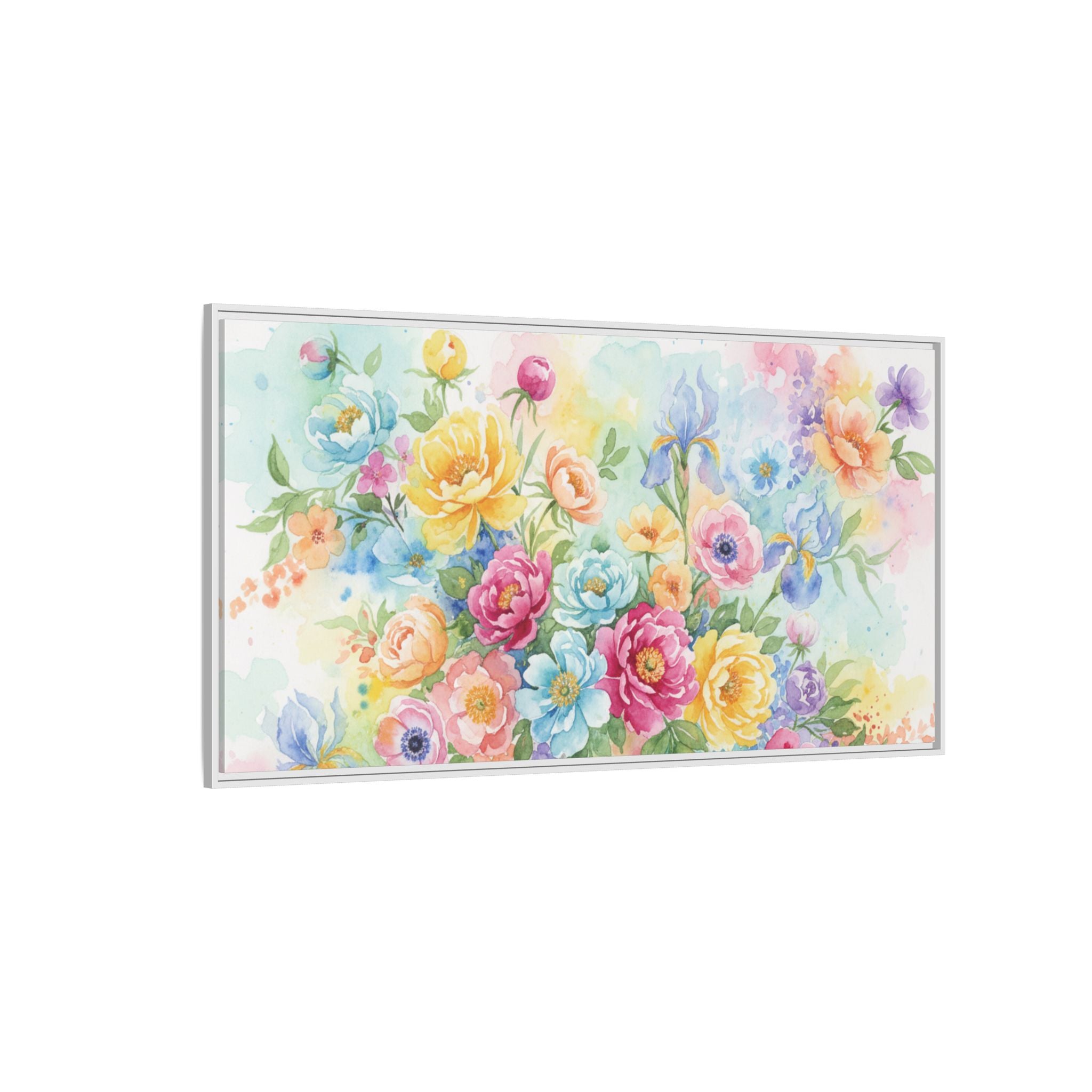 Toile Bouquet Floral Aquarelle, Art Mural Mat Encadré | Art Mural Multicolore