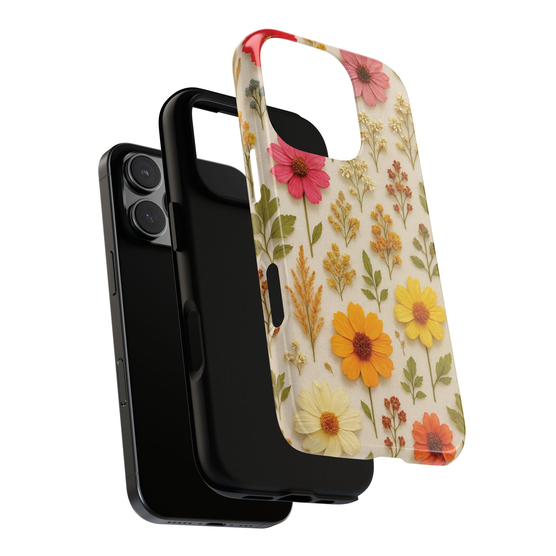 Dried Flowers Illusion Phone Case – Realistic Botanical Aesthetic, Colorful Pressed Floral Art, Trendy Nature-Inspired Protective Cover  iPhone & Samsung Models