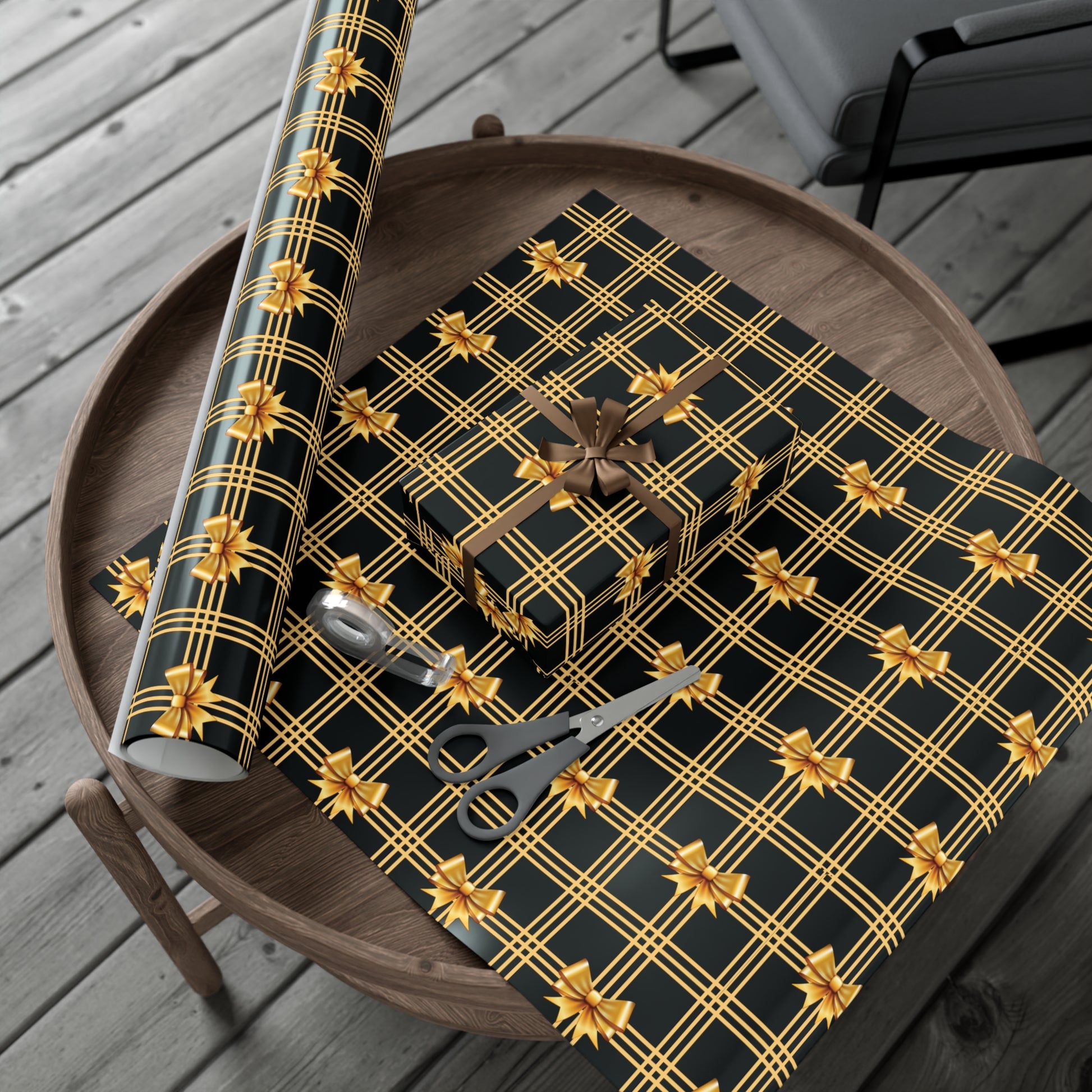 Black and Gold Bows Wrapping Paper Luxury Lover's Wrapping Paper Collection Festive Perfect for Wedding Holiday Decor – Premium Quality - MRSBYVALLE