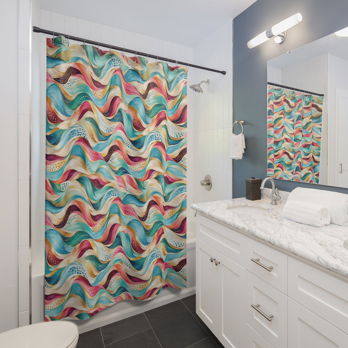 Colorful Abstract Wave Shower Curtain
