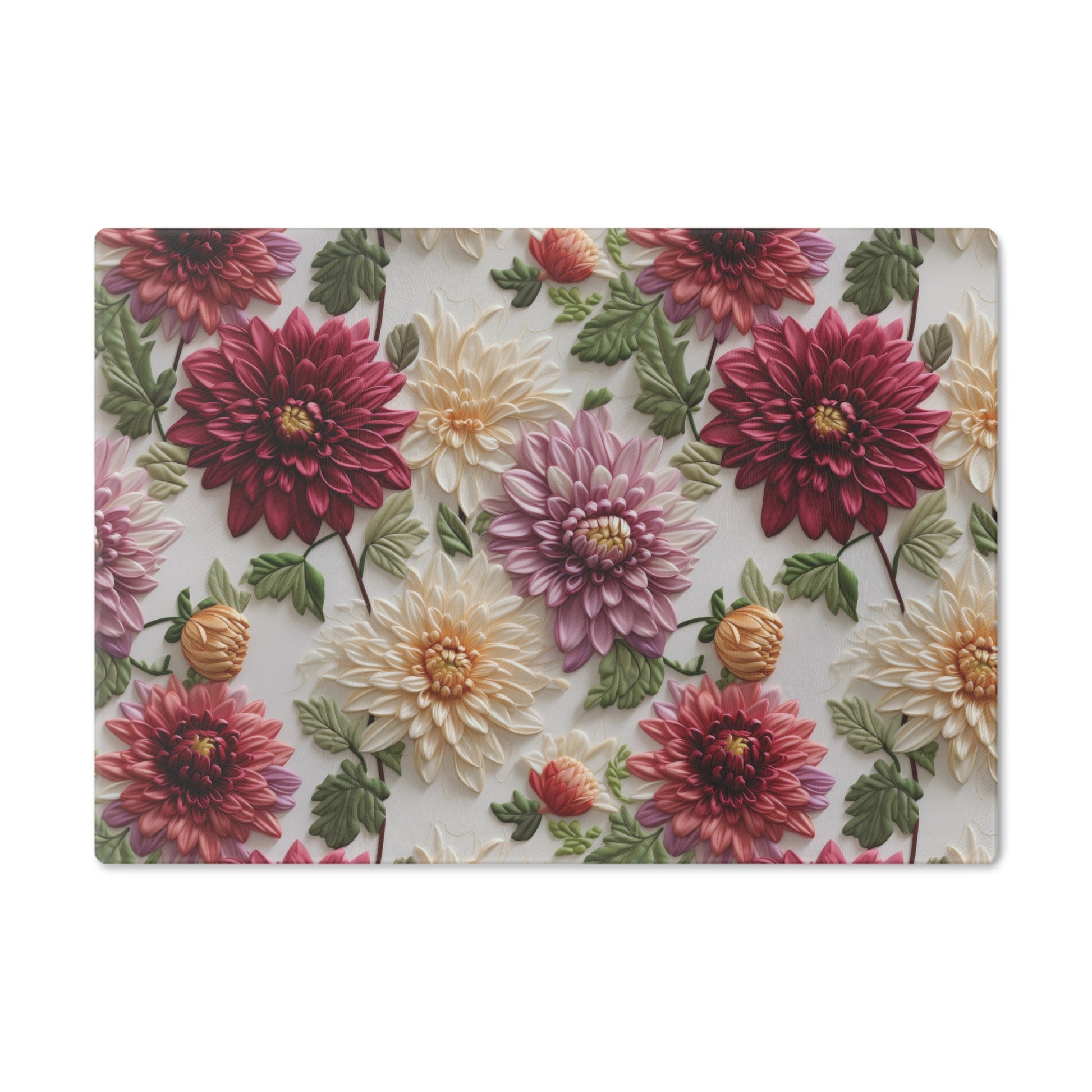 Elegant Fall Floral Glass Cutting Board Premium Autumn-Inspired Kitchen Decor & Gift | Durable, Heat-Resistant Tempered Glass | Perfect for Cooking & Serving - MRSBYVALLE