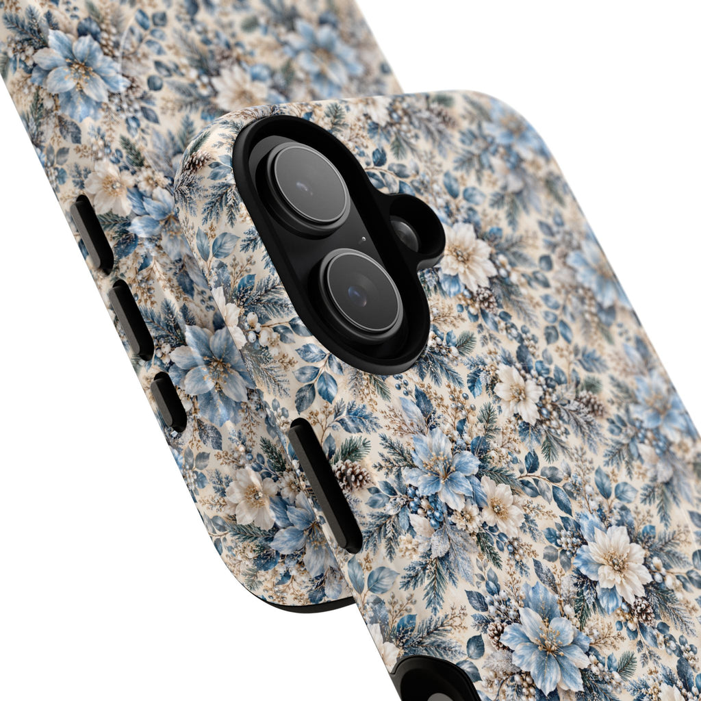 Icy Blue Floral MagSafe Tough Phone Case