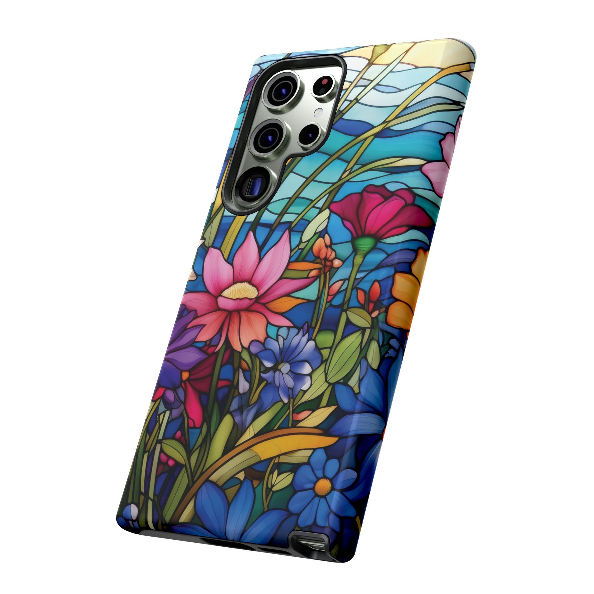 Wildflowers Stain Glass Illusion Phone Case Unique Holiday Protection for Your Device | Stylish & Durable Cover Gift for Her Phone 15, Samsung iPhone Samsung Accessory Gift for Her