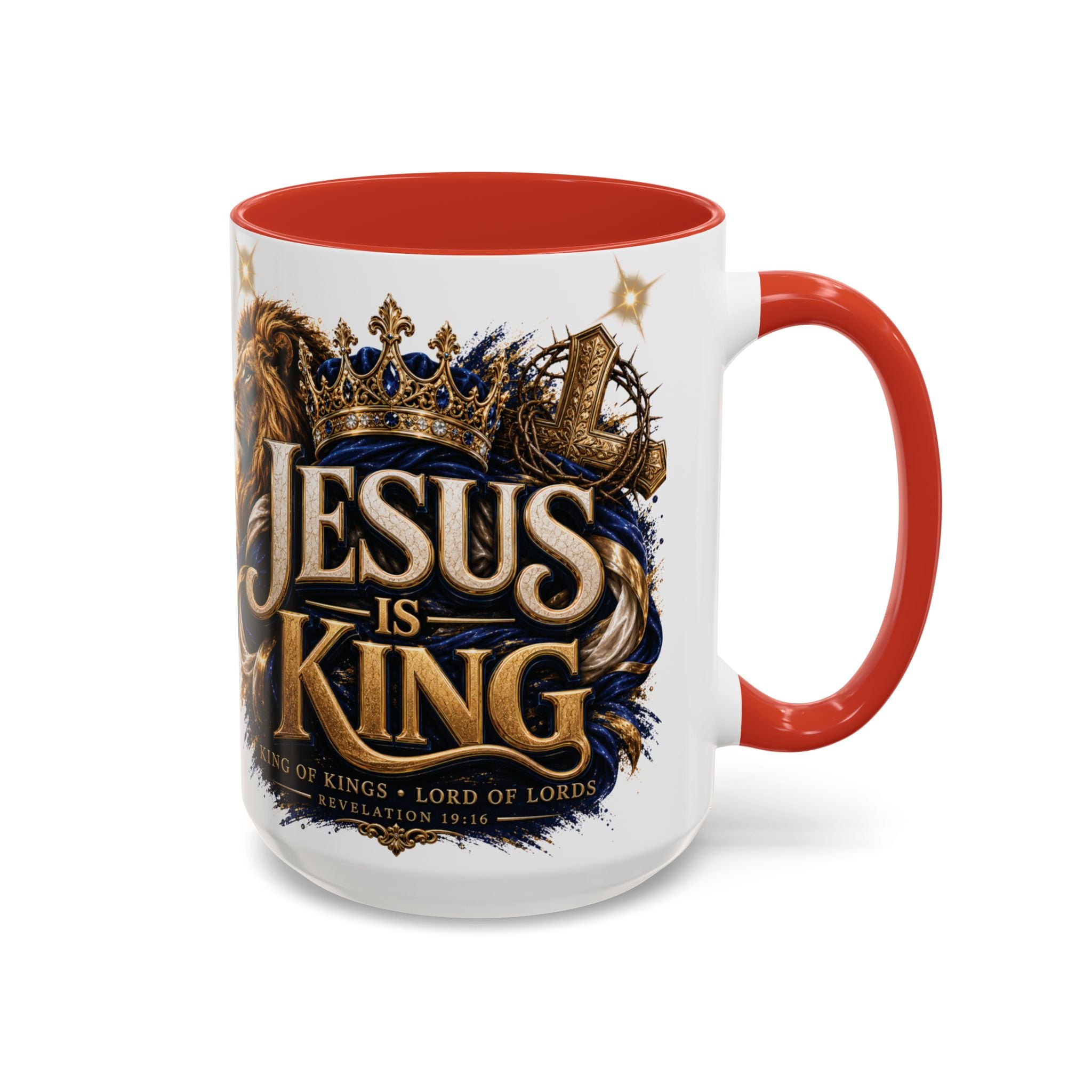Jesus Is King Coffee Mug Christian Faith Accent Mug (11/15oz) Gift for Dad Mom