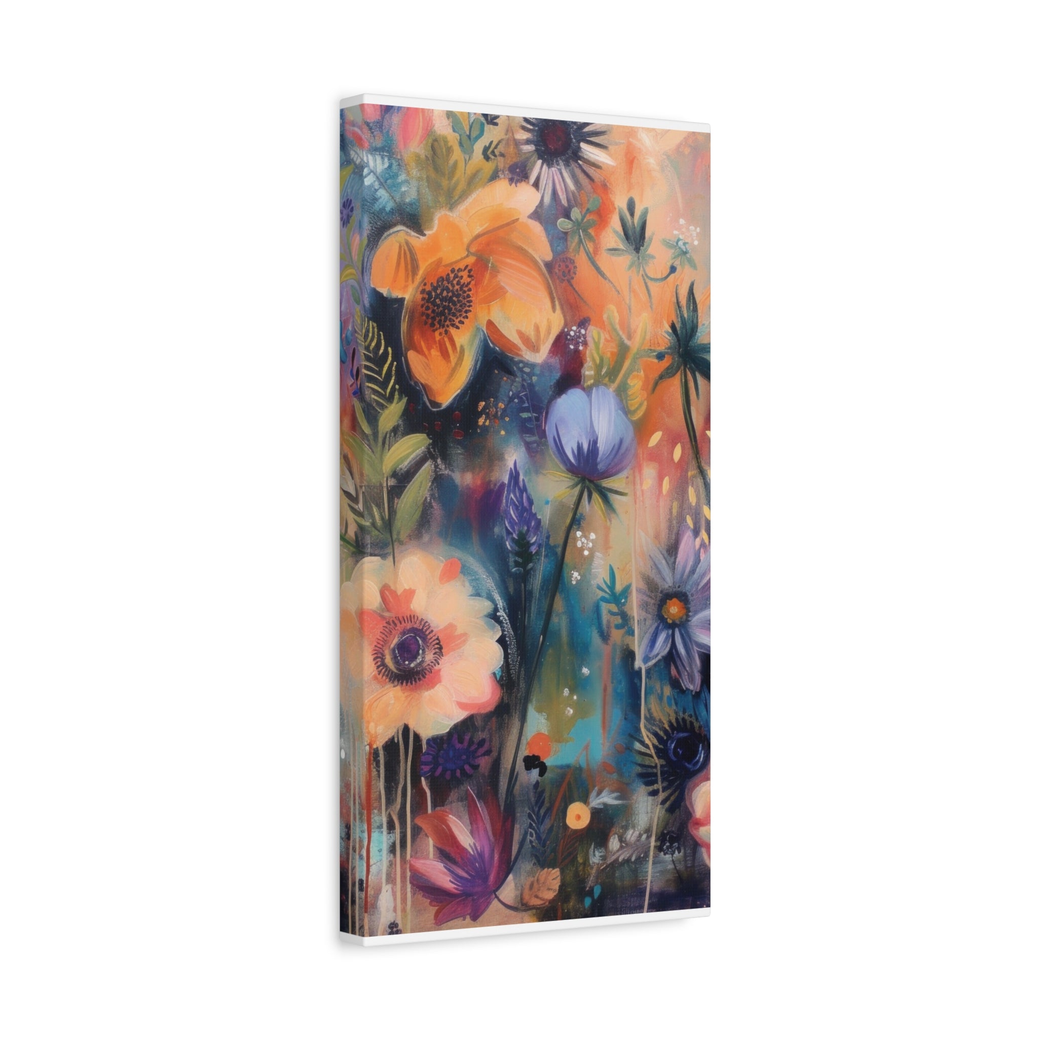 Boho Floral Wall Art Matte Canvas Stretched, Vibrant Botanical Design, Perfect for Living Room, Bedroom, or Office Decor, Adds a Stylish Touch to Any Space1.25" - MRSBYVALLE