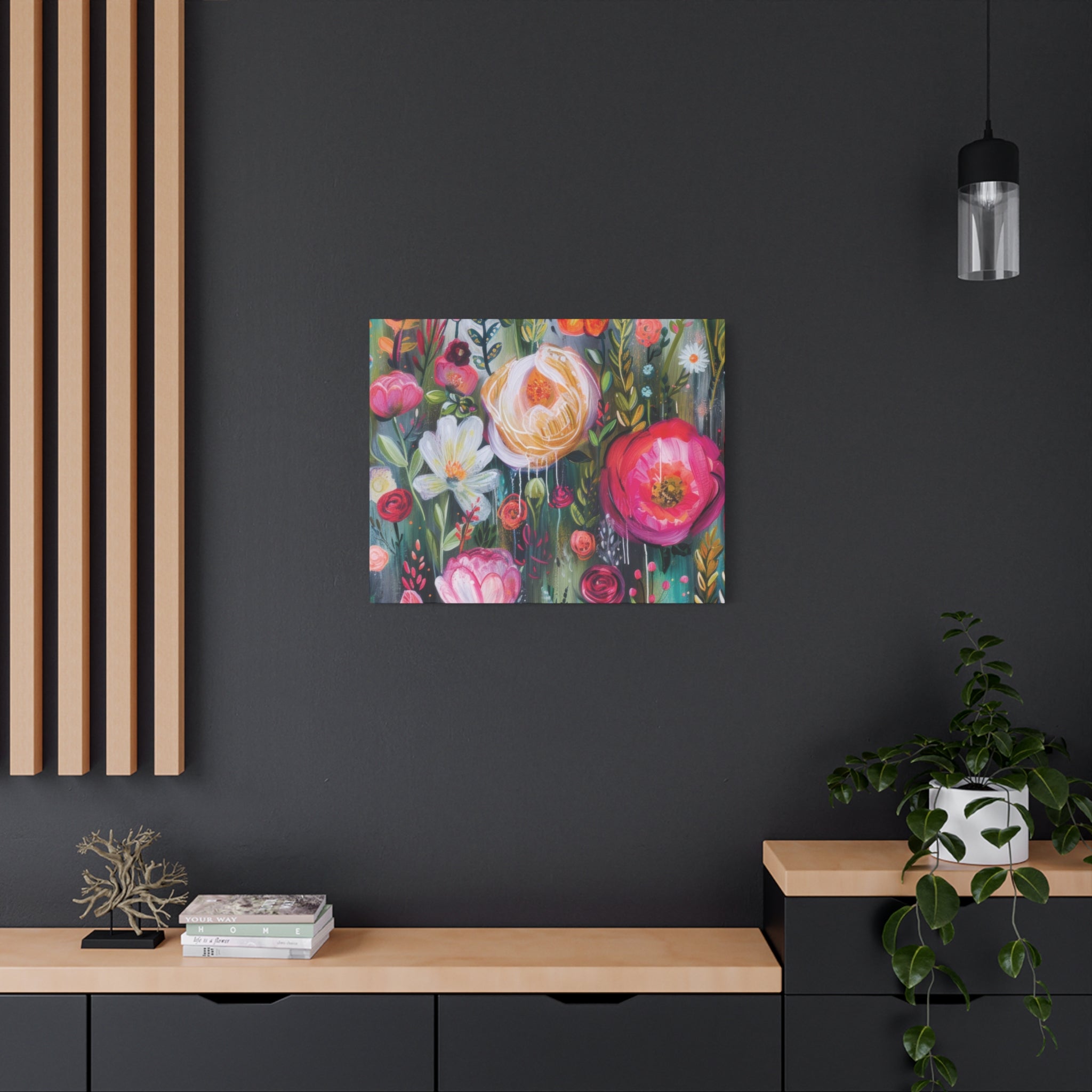 Watercolor Boho Floral Wall Art Matte Canvas Stretched, Vibrant Botanical Design, Perfect for Living Room, Bedroom, or Office Decor, Adds a Stylish Touch to Any Space - MRSBYVALLE
