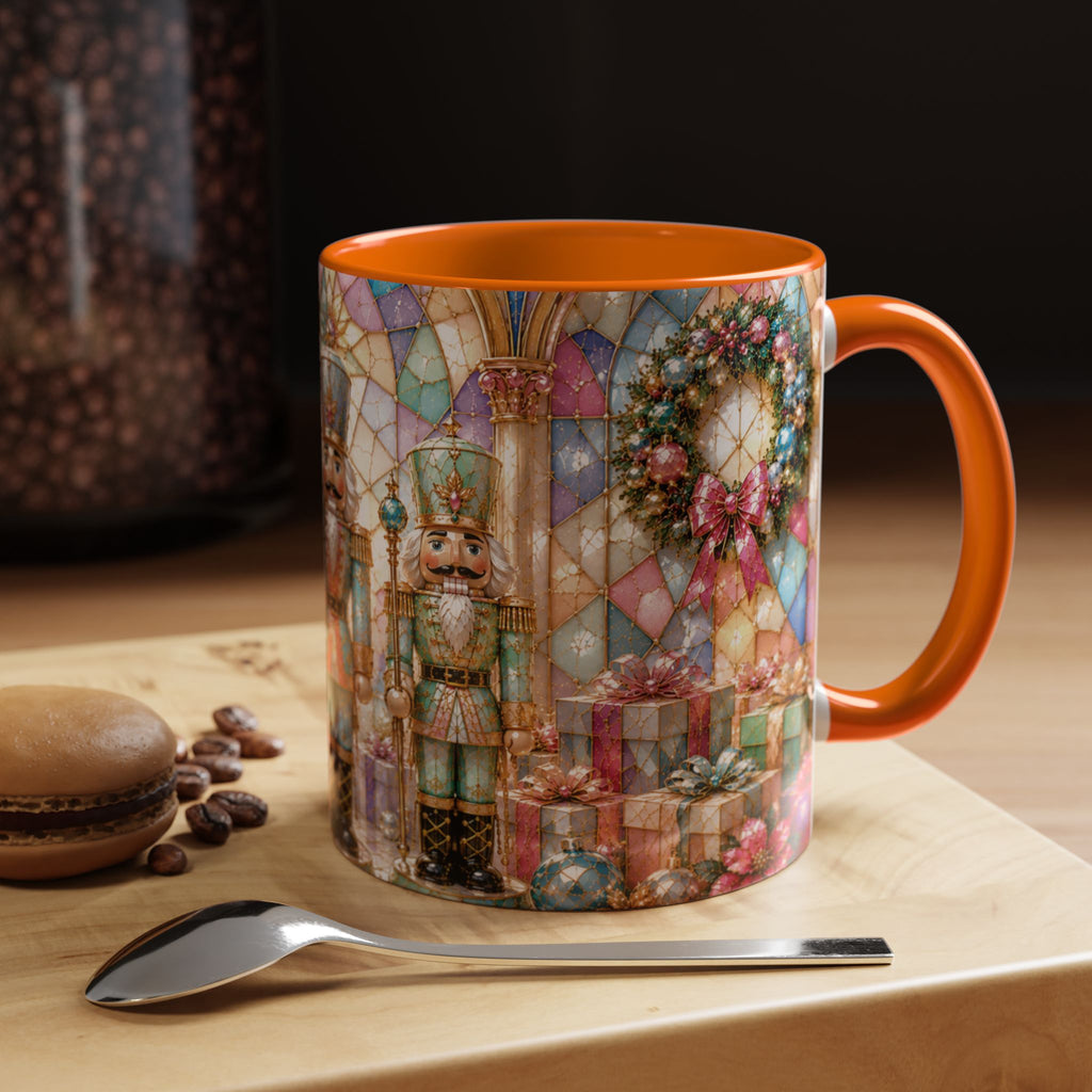 Nutcracker Christmas Coffee Mug – Festive Stained-Glass Holiday Accent Cup (11/15oz) Gift for Her
