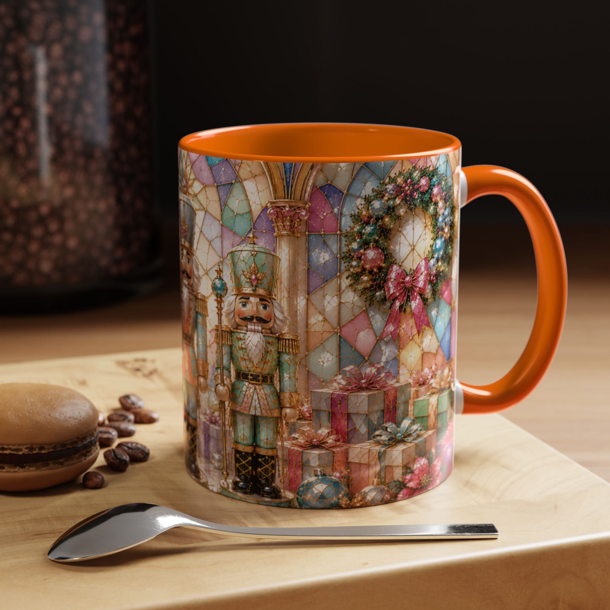 Nutcracker Christmas Coffee Mug – Festive Stained-Glass Holiday Accent Cup (11/15oz) Gift for Her