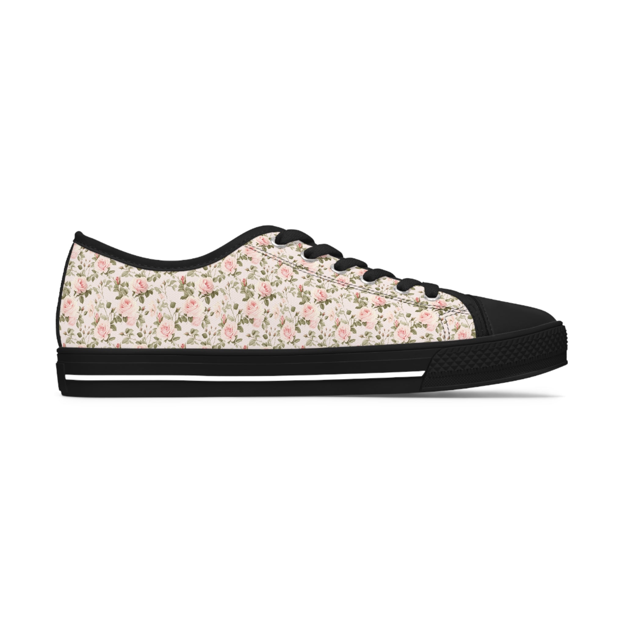 Pink Floral Women's Low Top Sneakers Breathable Polyester Canvas, Lightweight Stylish Floral Pastel Design, Comfortable All-Day Wear, Perfect for Walking and Everyday Activities - MRSBYVALLE