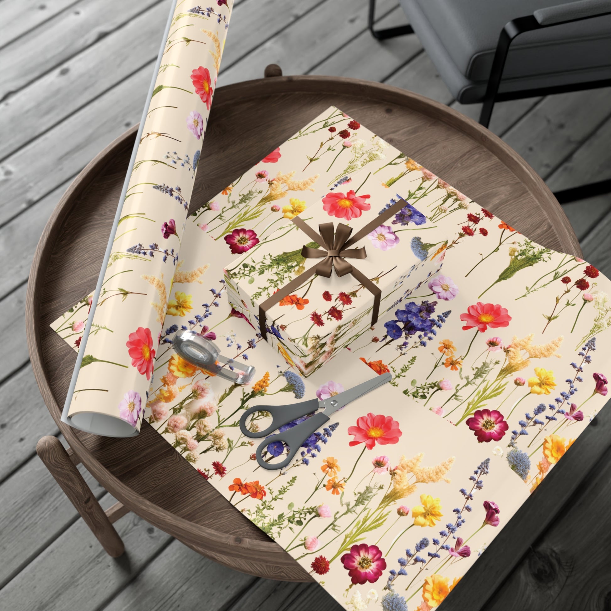 Wildflowers Press Illusion Floral Symphony Timeless Wrapping Paper Perfect for Weddings, Bridal & Baby Showers Eco-Friendly, All Occasion.