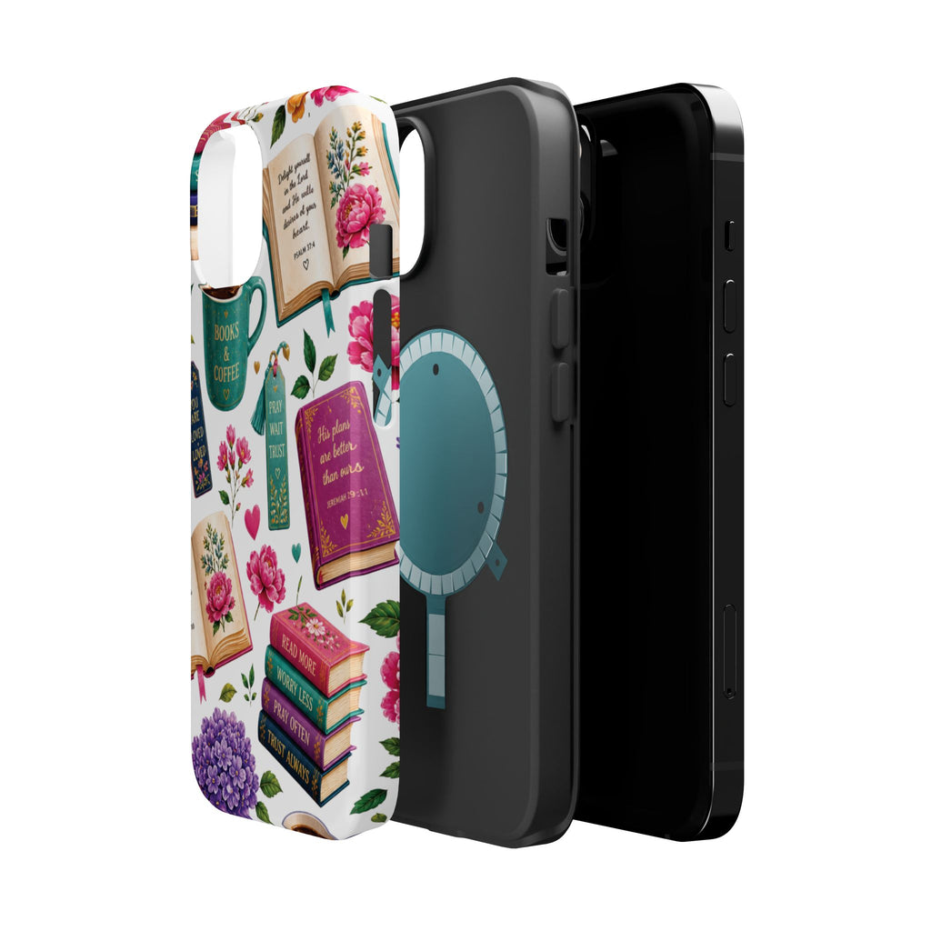 Christian Books & Coffee Phone Case — Magnetic Impact-Resistant Christian Gift