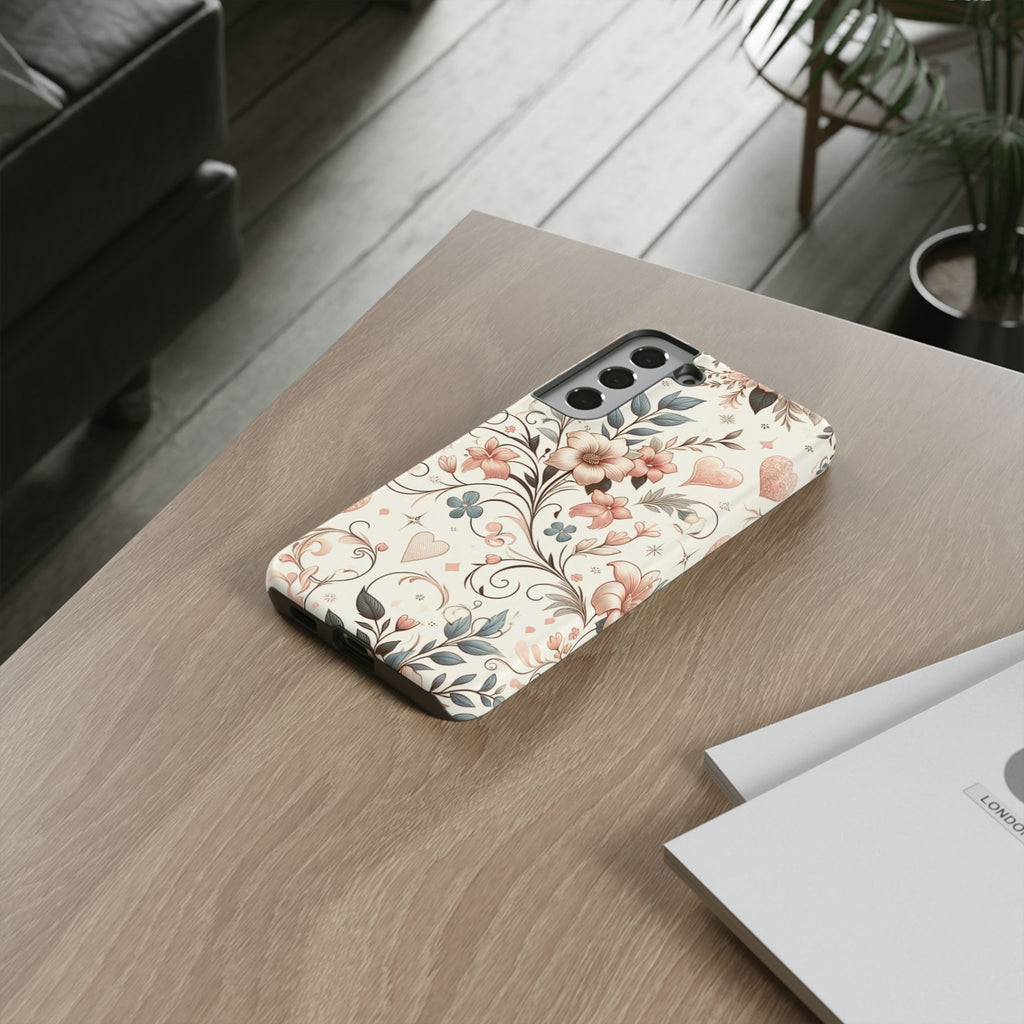 Floral Design Luxury Phone Tough Case Floral Elegant Durable Stylish for Modern Devices iPhone 17, 16 15, Samsung iPhone Samsung Accessory Gift for Her