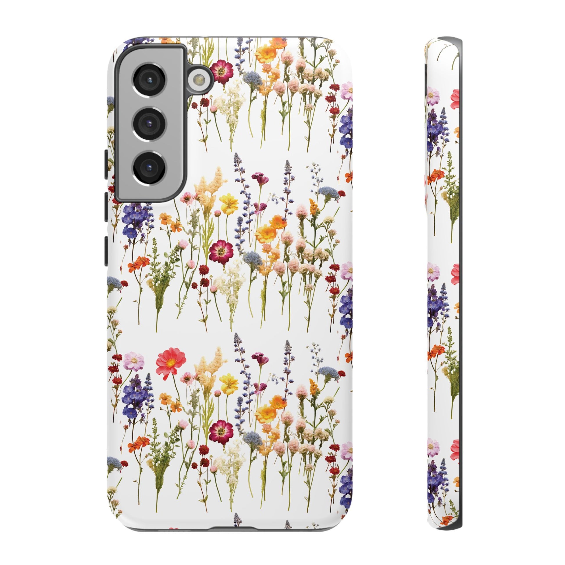 White Best Phone Case Press Flowers Floral 3D Illusion Luxury Tough Case Floral Elegant Durable Stylish for Modern Devices iPhone 17, 16, 15, Samsung iPhone Samsung Accessory Gift for Her