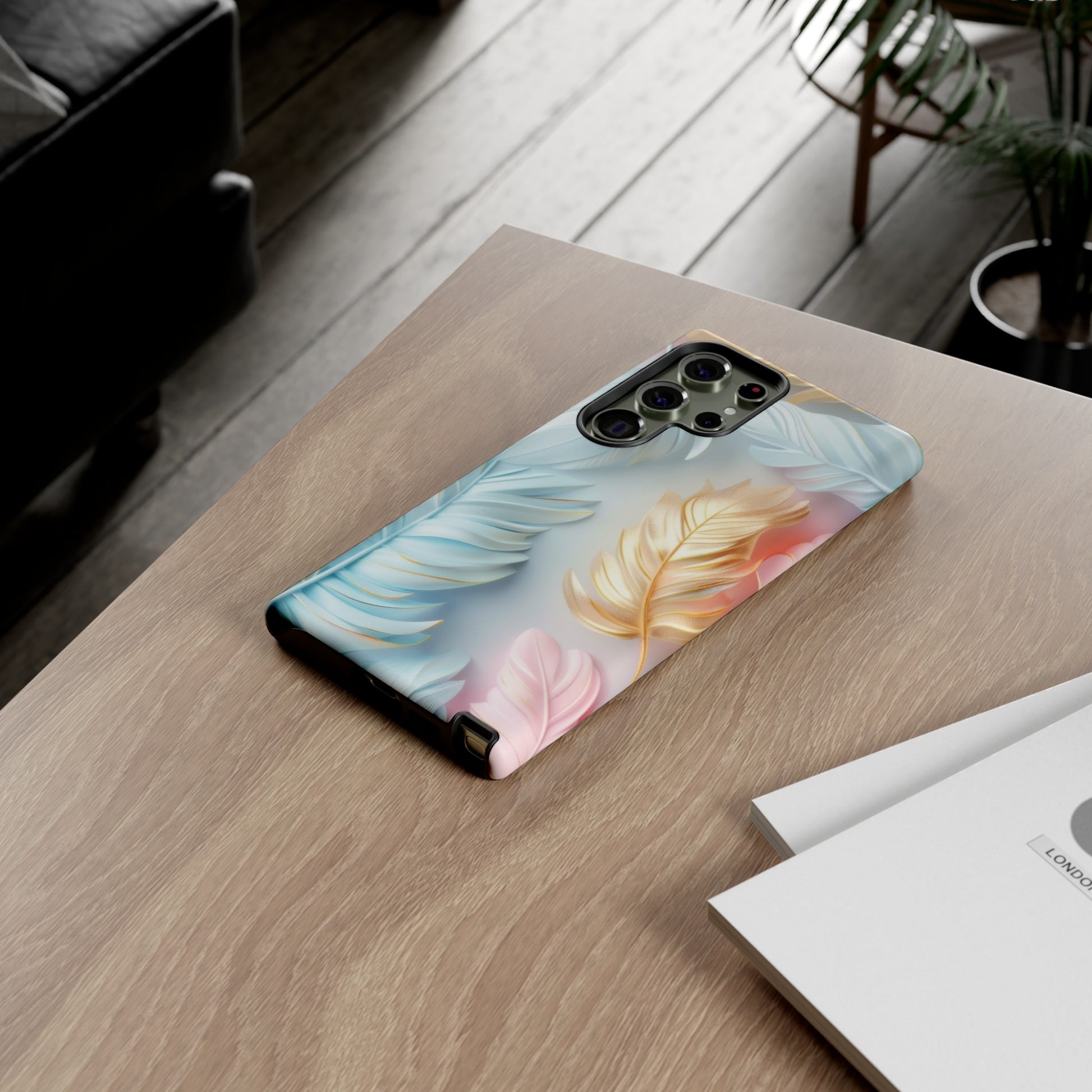 Pastel Feathers Protective Phone Case Gift for Her Phone 15, Samsung iPhone Samsung Gift for Her Case iPhone 15, Samsung iPhone Samsung Accessory Gift for Her