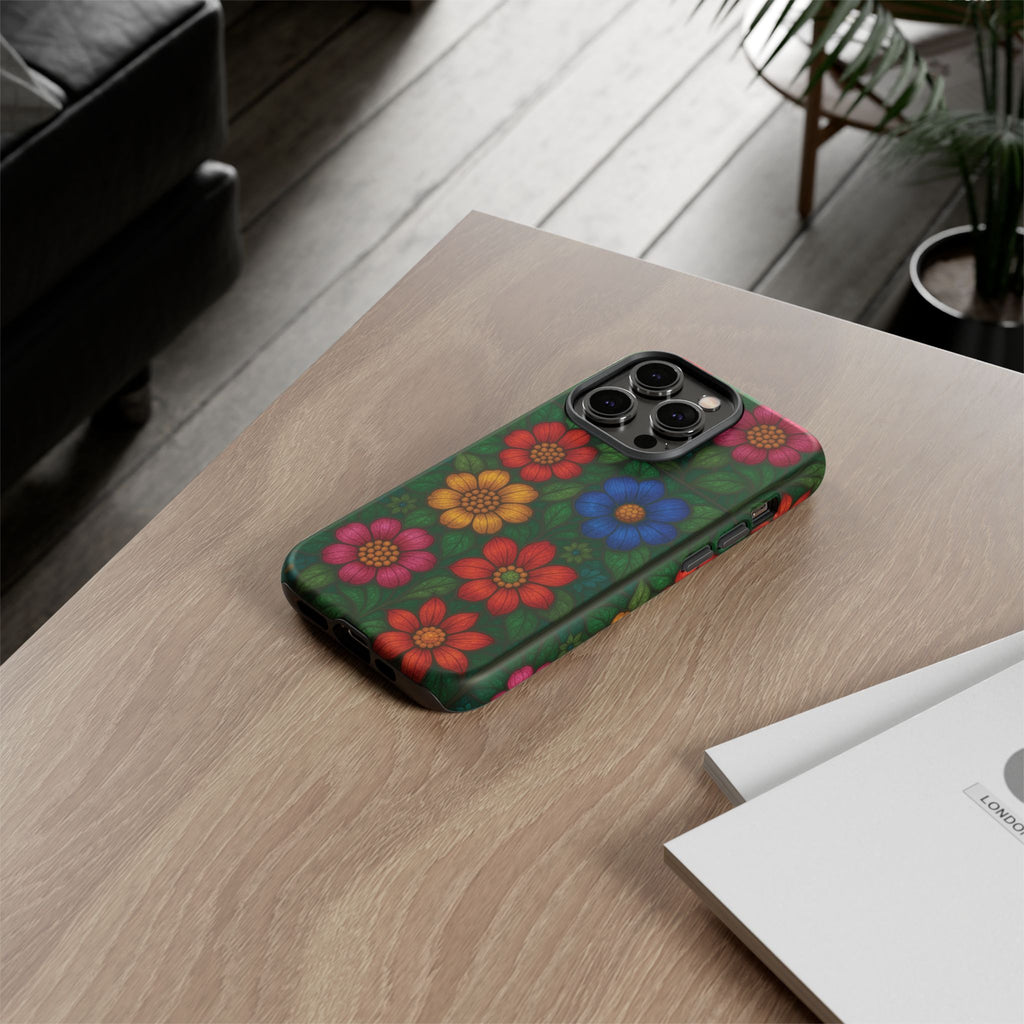 Coque de téléphone effet vitrail floral lumineux Art abstrait coloré, Étui de protection esthétique pour iPhone, Samsung et Google, Idée cadeau unique pour maman
