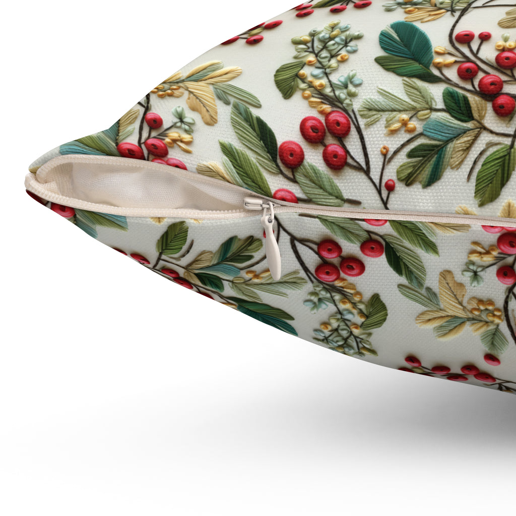Housewarming Gift Christmas Holly Floral Design Square Decorative Pillow Elegant Home Accent Home Decor | Premium Quality, Soft, and Durable | Perfect for Couch, Bed, or Chair | Elegant Bedrooms Pillow Gift New House, Bridal Shower Gift - MRSBYVALLE