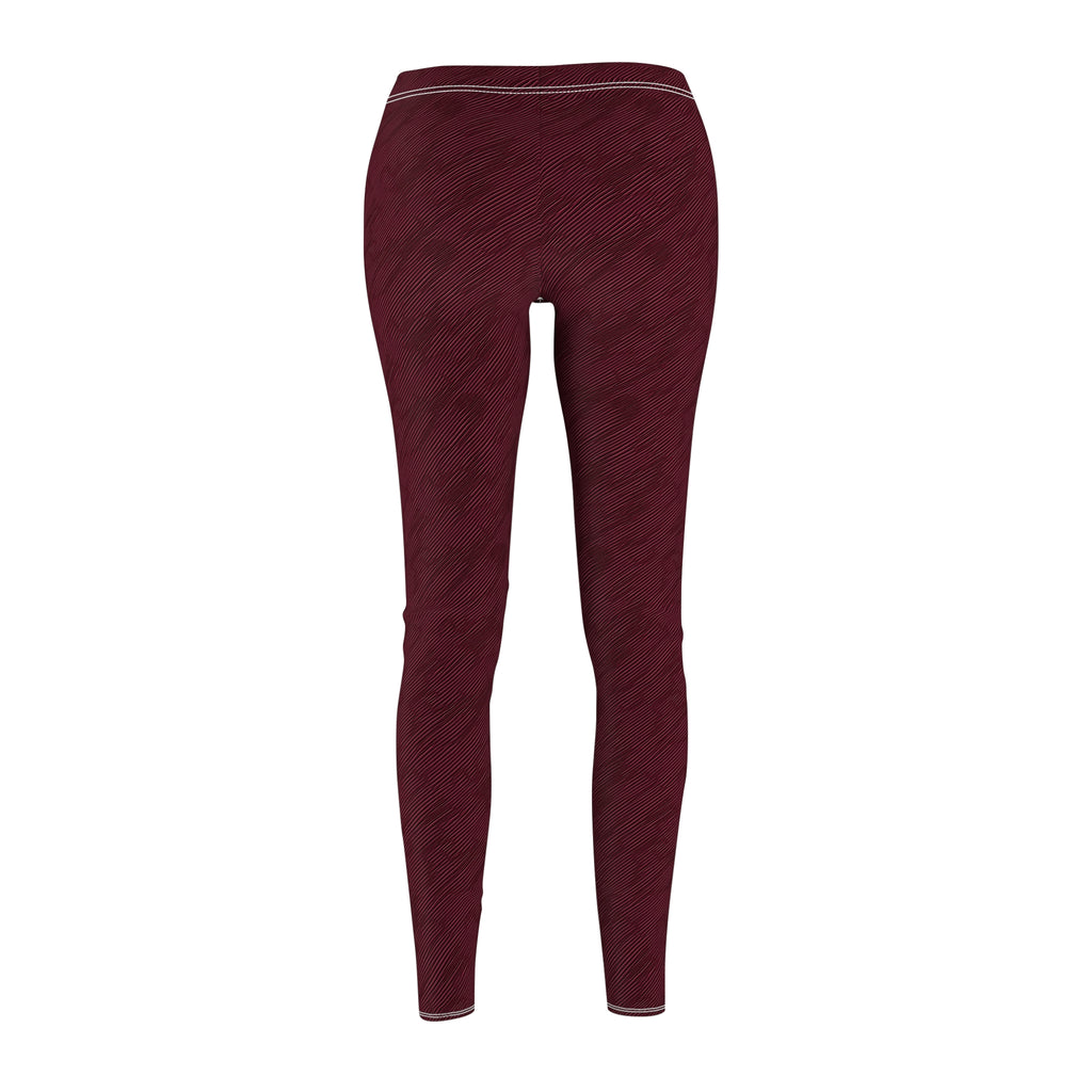 Burgundy Texture Illusion Women's Casual Leggings Stylish, Comfortable High-Waisted Yoga Pants for Everyday Wear, Workout, and Lounge – Perfect Gift Idea for Her – Available in Plus Sizes - MRSBYVALLE