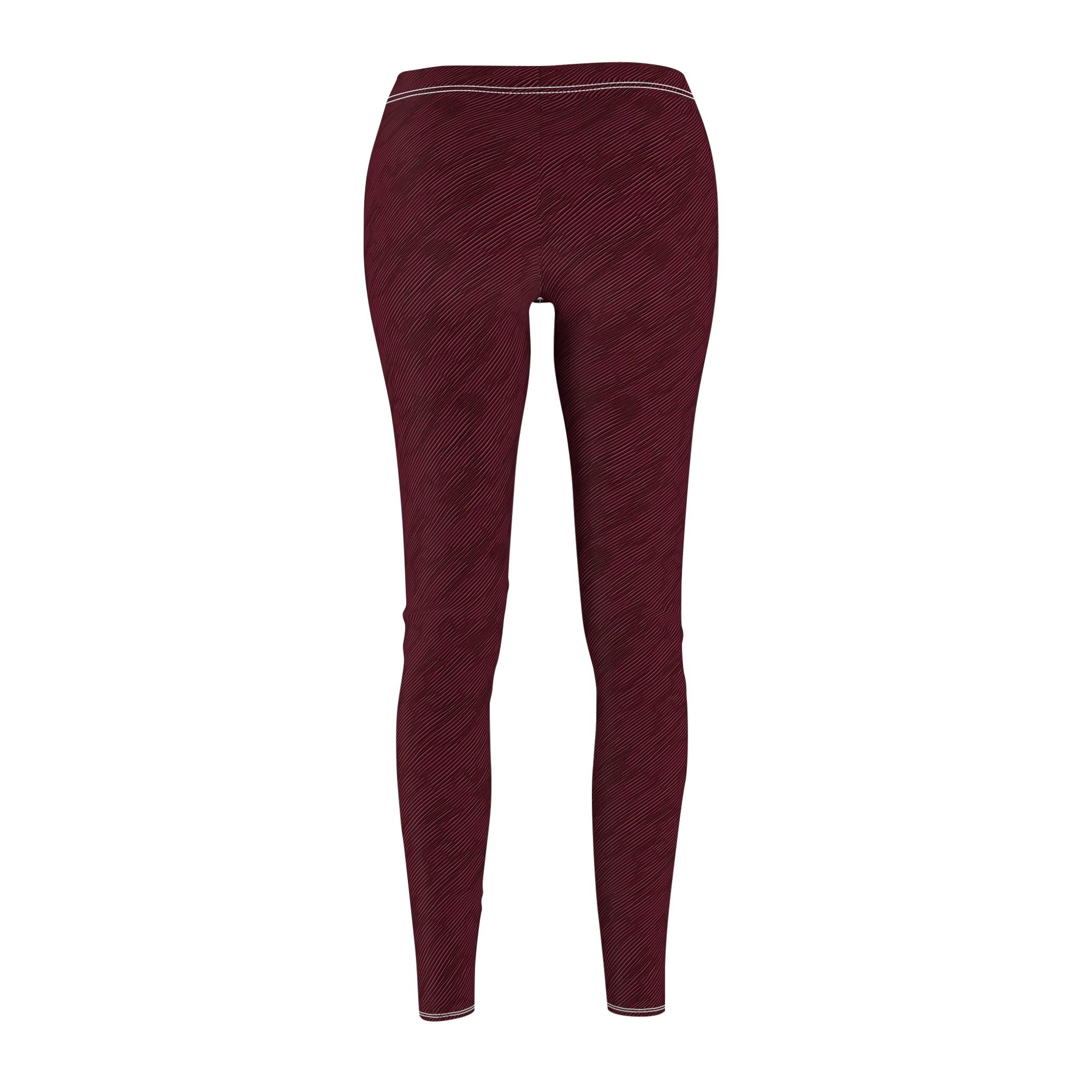 Burgundy Texture Illusion Women's Casual Leggings Stylish, Comfortable High-Waisted Yoga Pants for Everyday Wear, Workout, and Lounge – Perfect Gift Idea for Her – Available in Plus Sizes - MRSBYVALLE