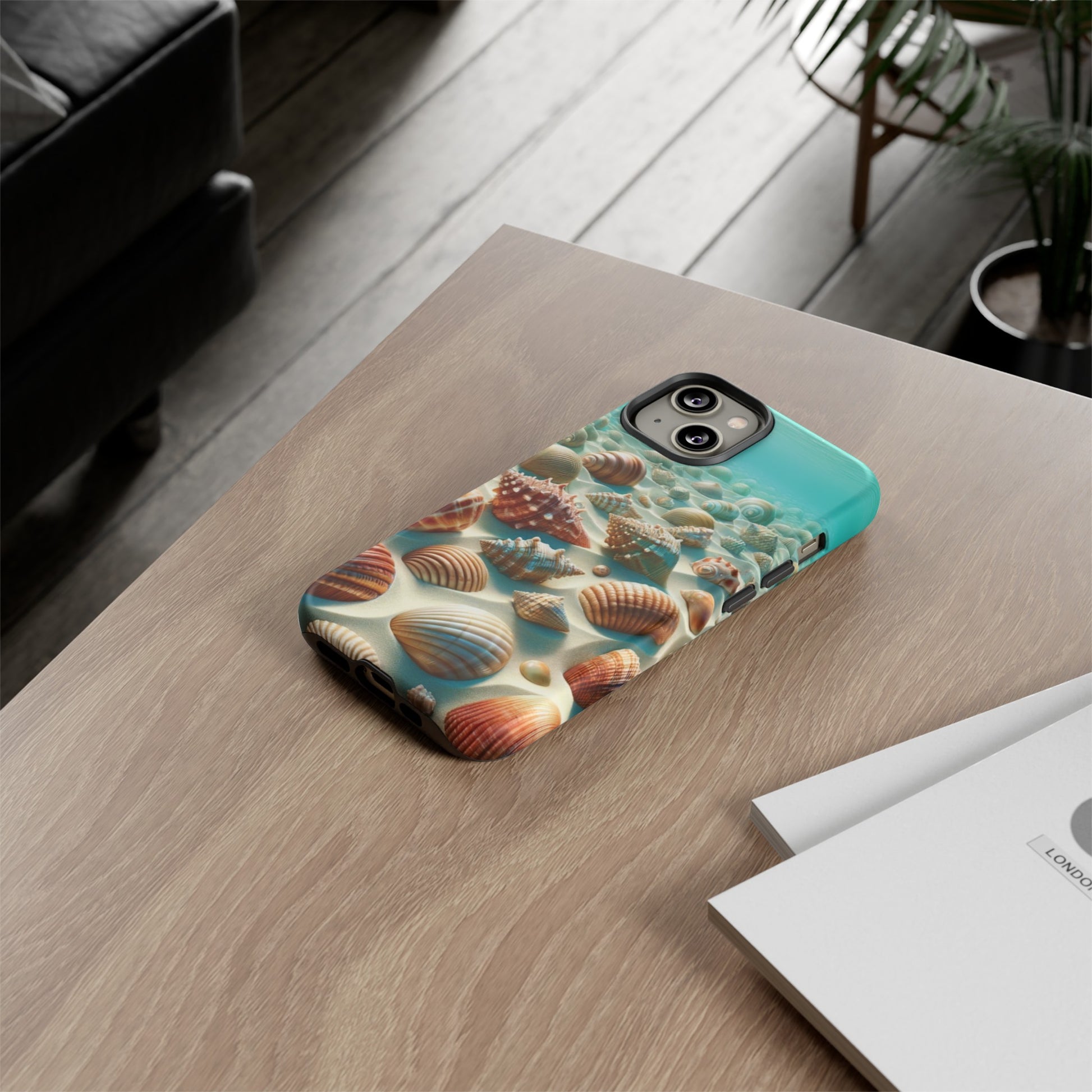 Plush Ocean Bliss Turquoise Seashell Ocean Beach View Protective Phone Case Gift for Her Phone 15, Samsung iPhone Samsung Gift for Her Case iPhone 15, Samsung iPhone Samsung Accessory Gift for Her.