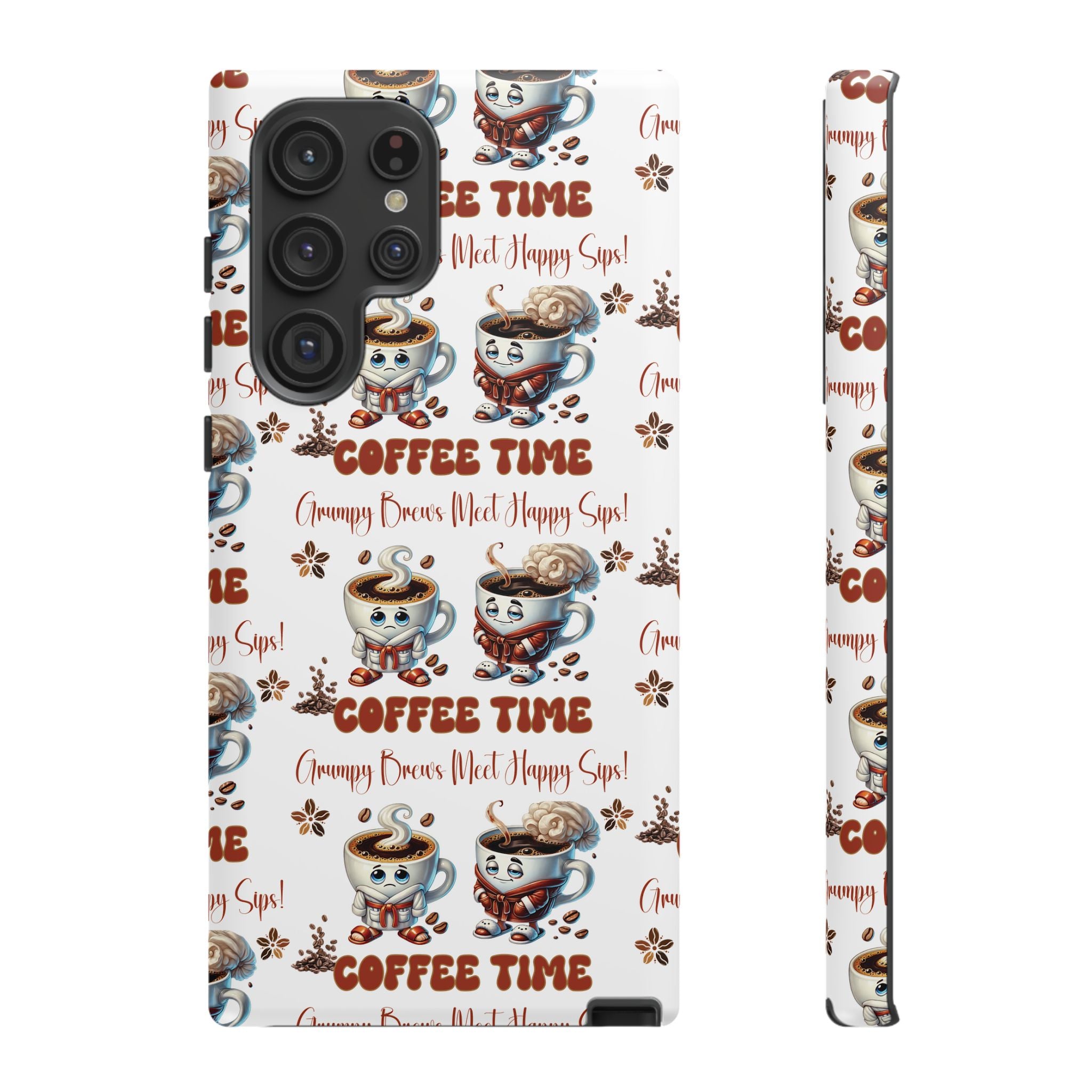Grumpy Brews Meet Happy Sips Phone Case Compatible with iPhone, Samsung & Pixel | Fun, Durable Protection for Coffee Lovers | Unique Design, Shockproof & Scratch-Resistant Perfect for Coffee Lover - MRSBYVALLE
