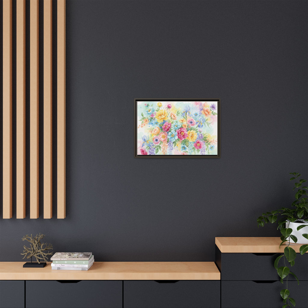 Toile Bouquet Floral Aquarelle, Art Mural Mat Encadré | Art Mural Multicolore