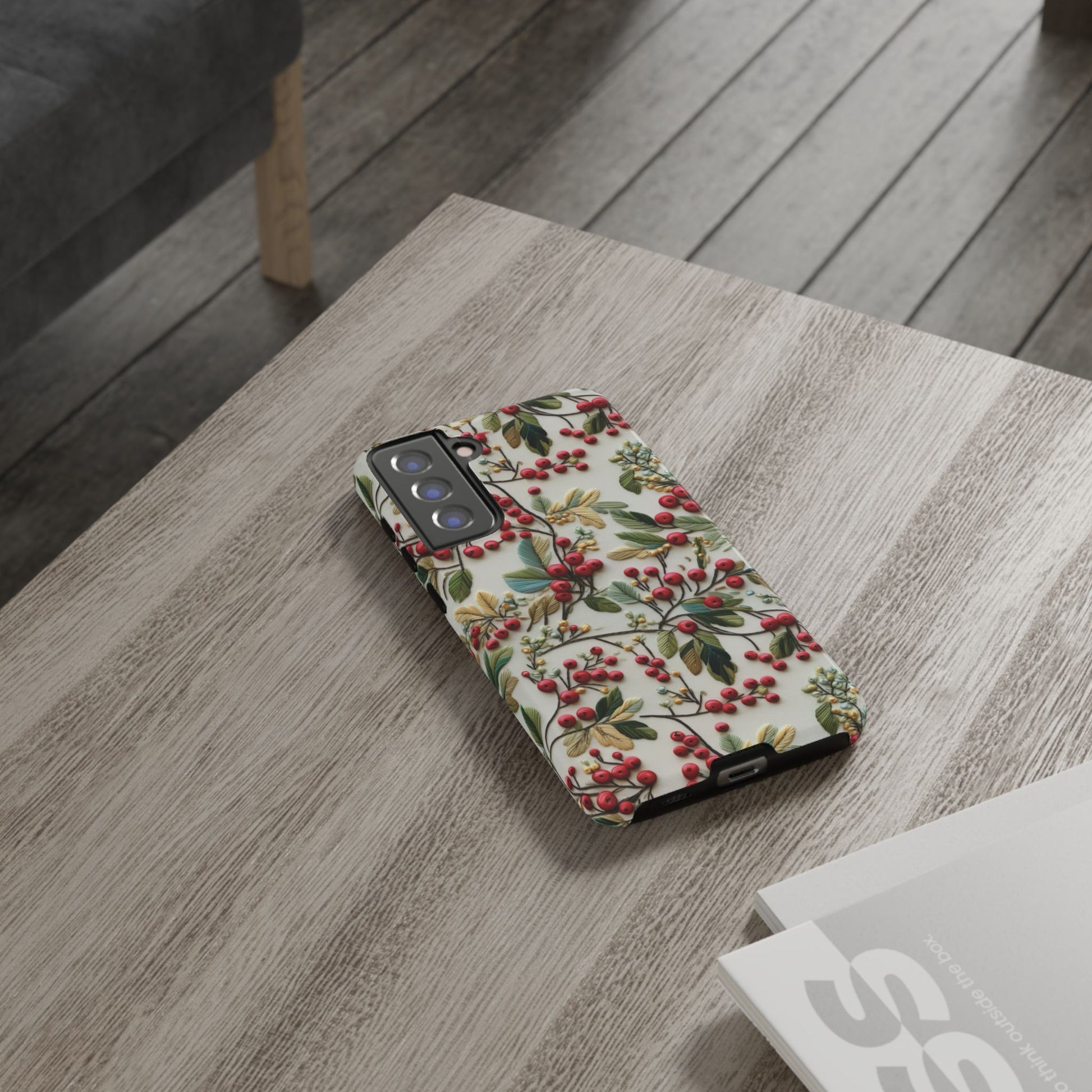 Holly Christmas Wildflowers Boho Chic Design Phone Case - Stylish, Protective Cover for All Models Gift for Mom Accessory Gift for Her