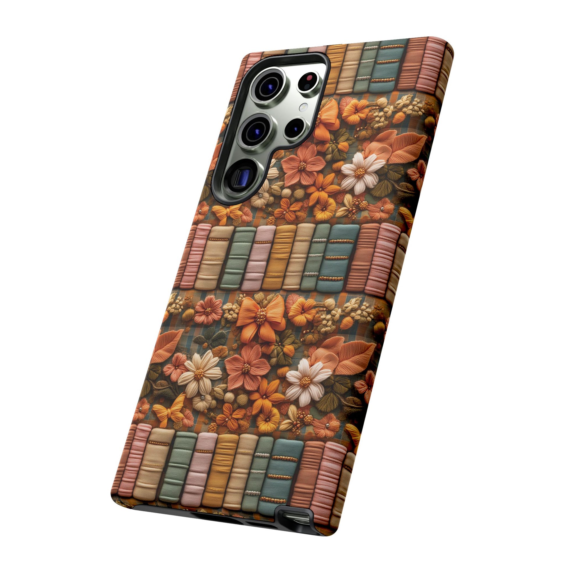 3D Illusion Boho Floral and Books Phone Case Gift for Her Phone 15, Samsung iPhone Samsung Gift for Her Case iPhone 15, Samsung iPhone Samsung Accessory Gift for Her