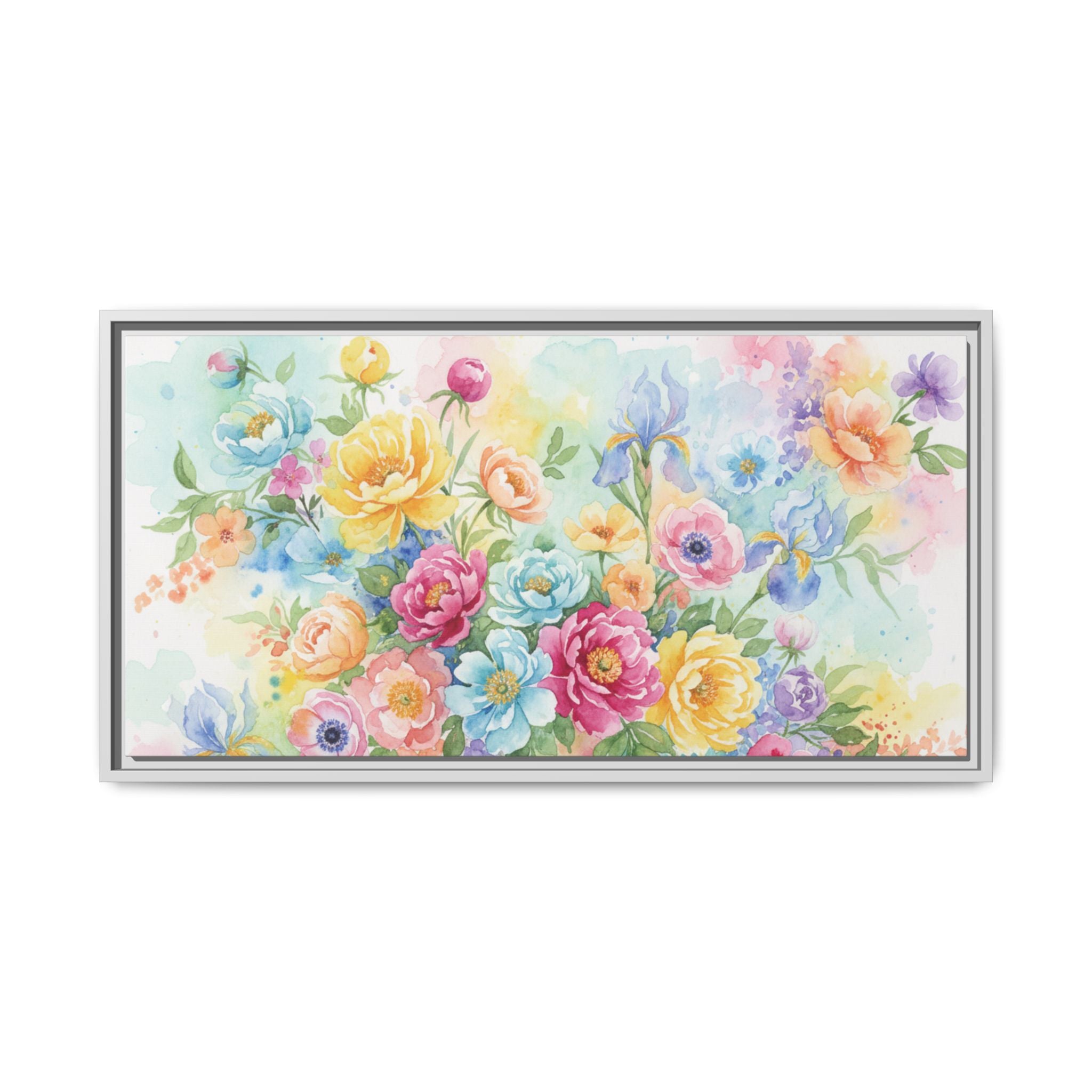 Watercolor Floral Bouquet Canvas, Framed Matte Wall Art | Multi-Color Wall Art