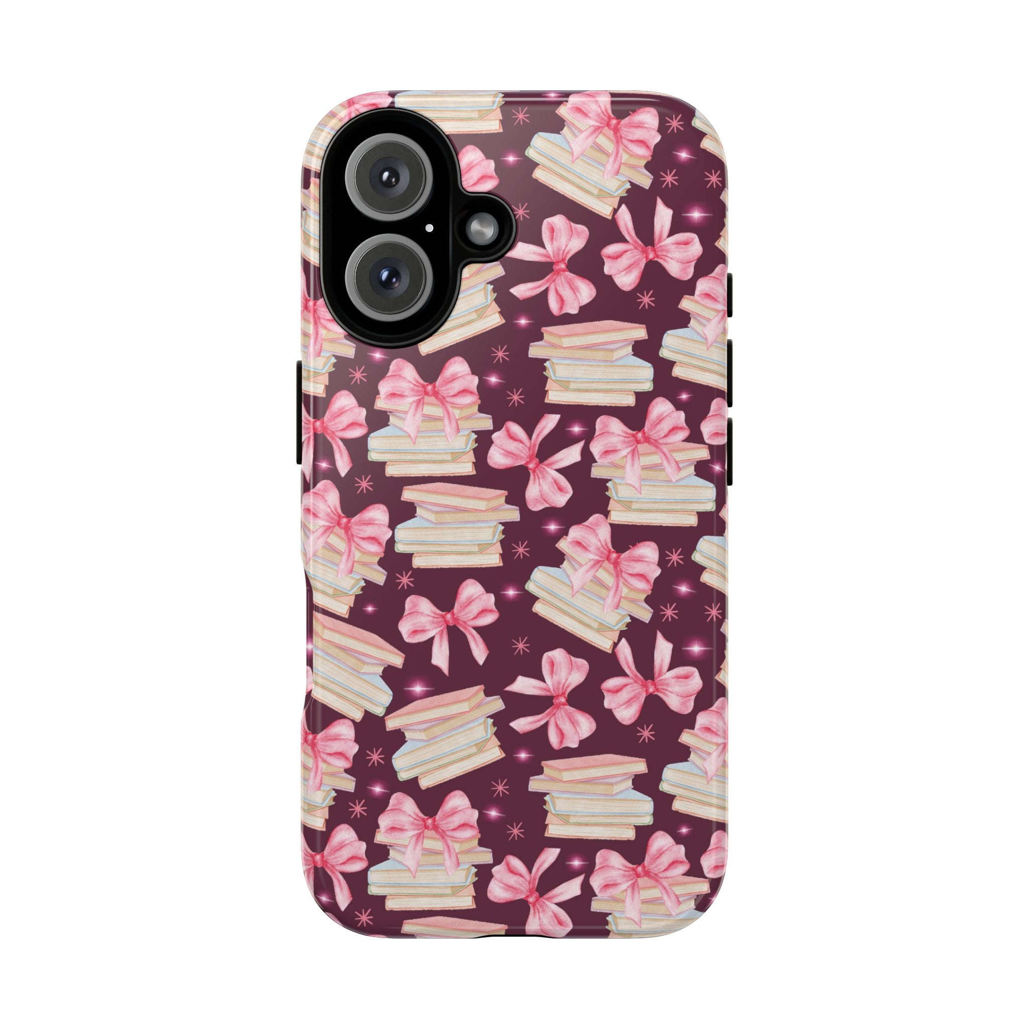 Coquette Pink Bows & Books Phone Case for iPhone 17 and Samsung, Pixel | Stylish Protective Cover Gift for Her Perfect for Floral Lover