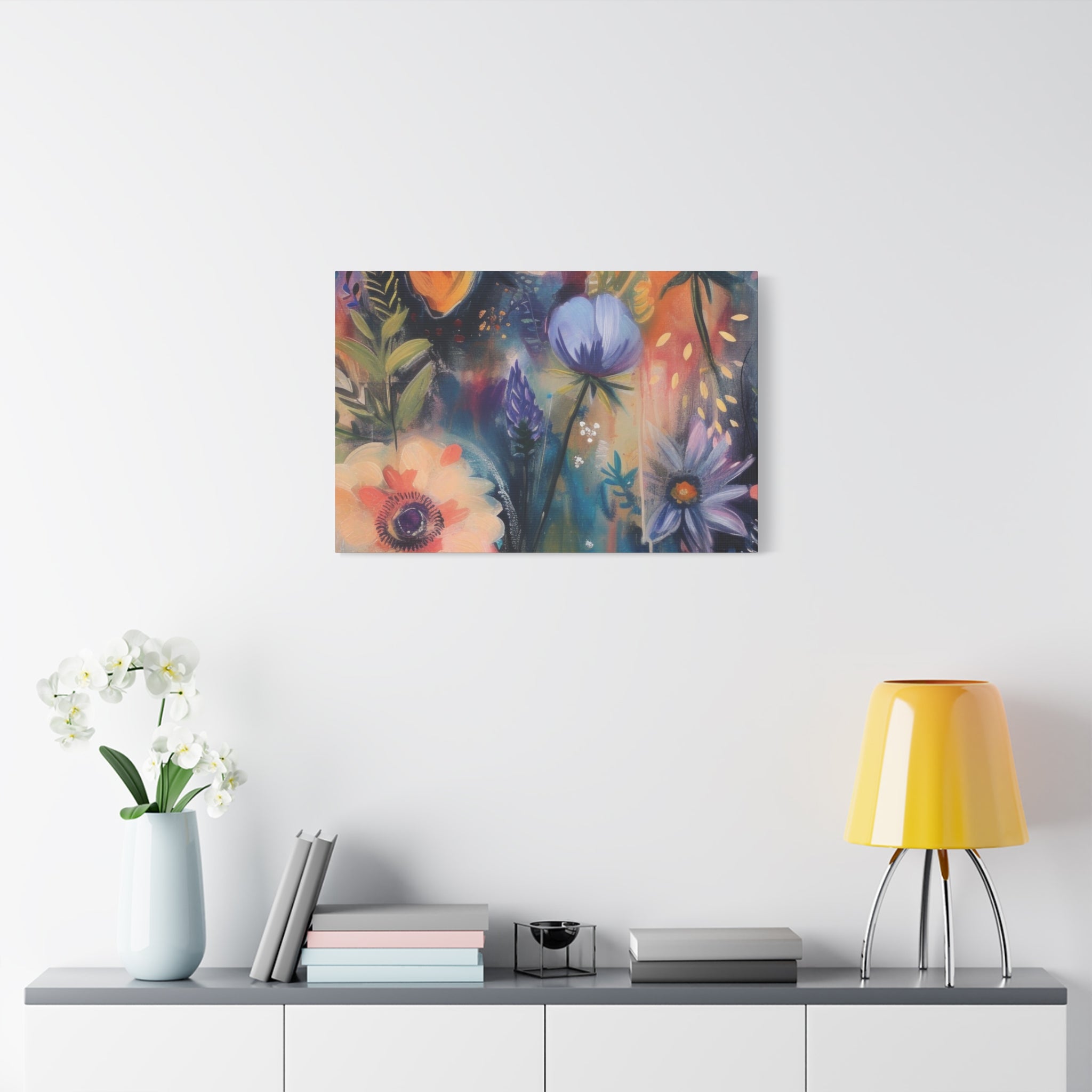 Boho Floral Wall Art Matte Canvas Stretched, Vibrant Botanical Design, Perfect for Living Room, Bedroom, or Office Decor, Adds a Stylish Touch to Any Space1.25" - MRSBYVALLE
