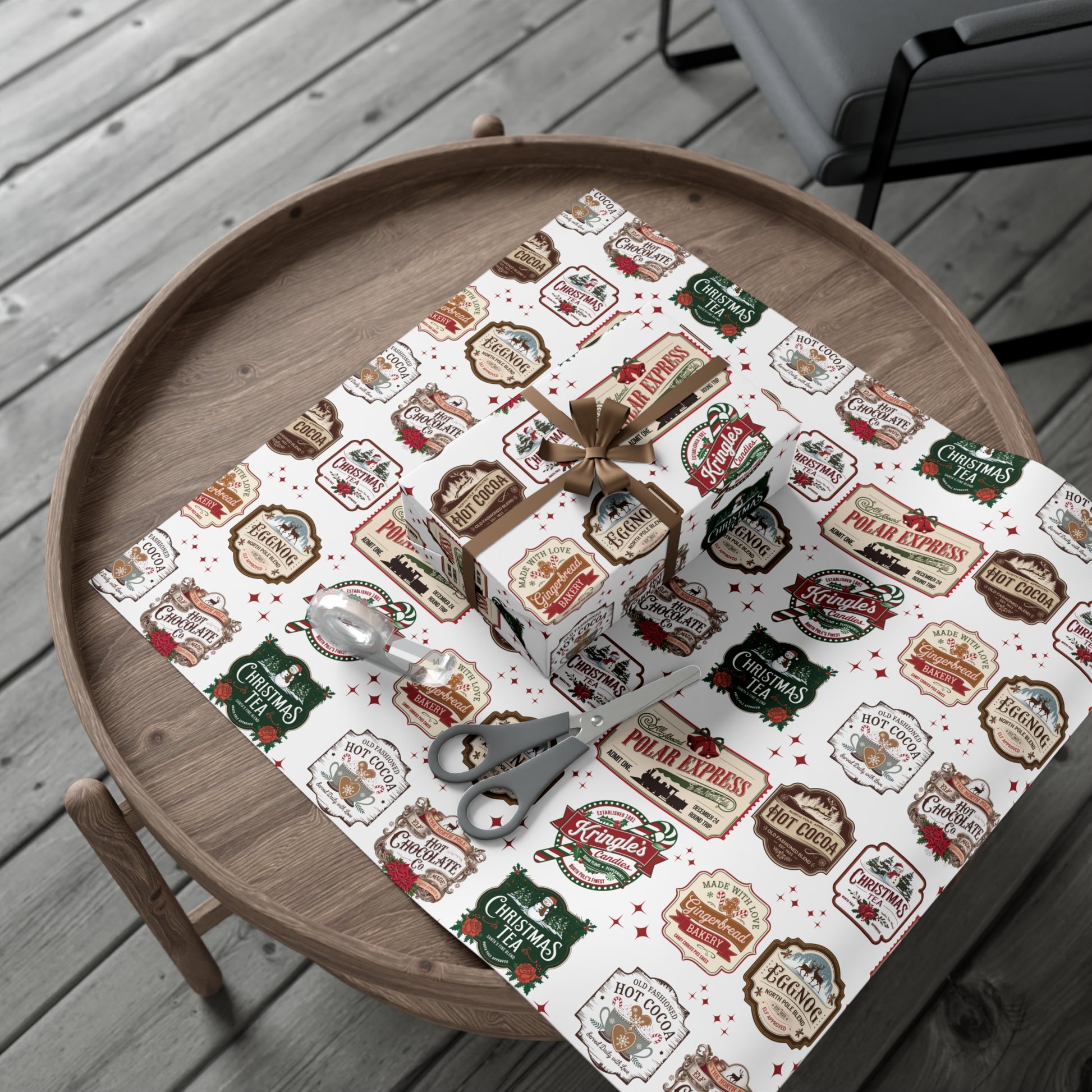 Vintage Christmas Stamps Wrapping Paper Festive Holiday Gift Wrap with Retro-Inspired Designs, Perfect for Christmas Presents, Crafting, & Holiday Decor – Premium Quality - MRSBYVALLE