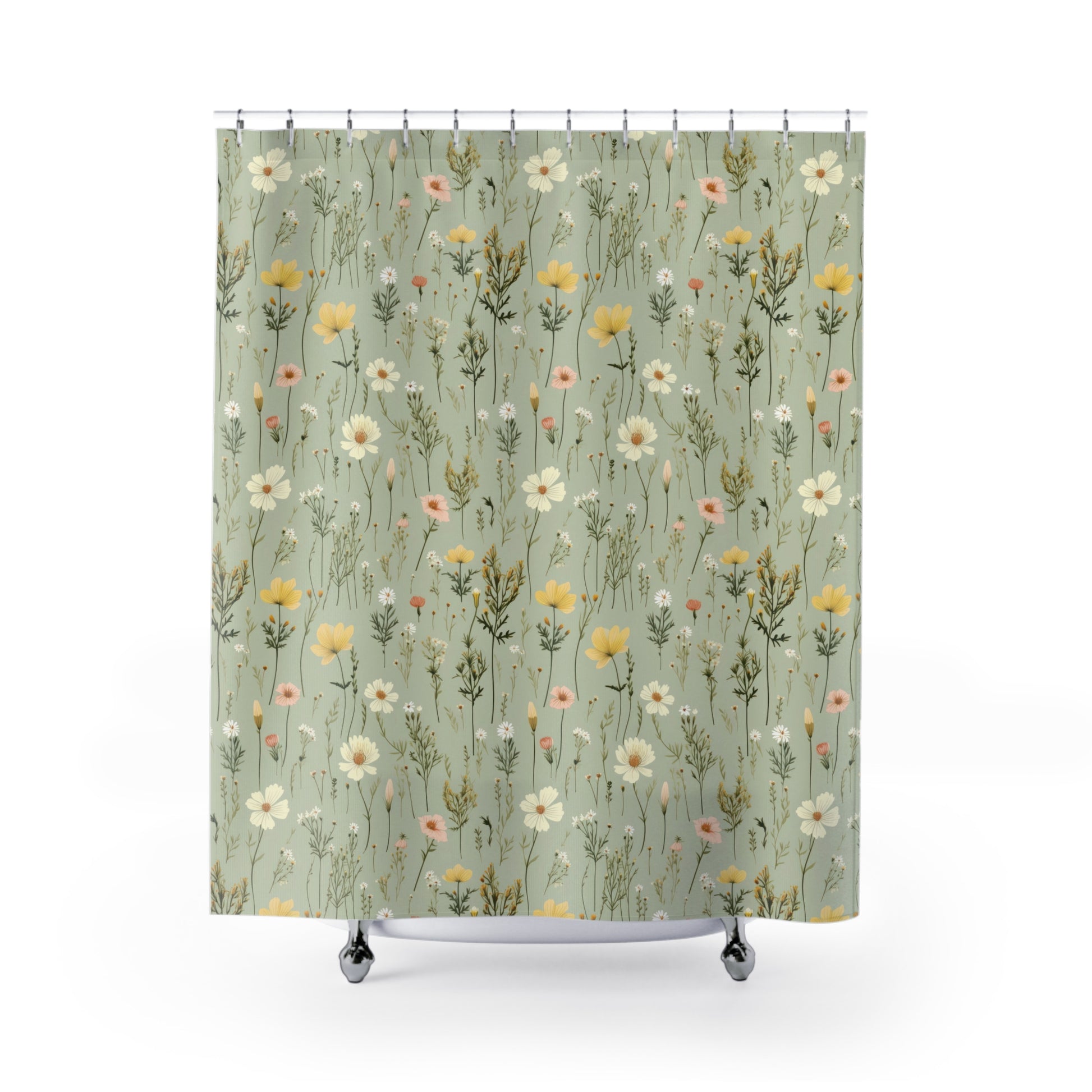 Boho Wildflowers Shower Curtain Vibrant Floral Design for Bohemian Bathroom Décor 100% Polyester, Water-Resistant, and Stylish Upgrade the Bathroom