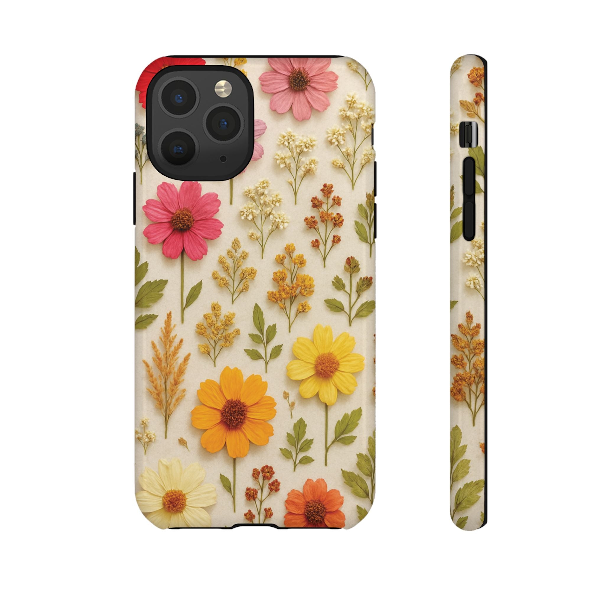Dried Flowers Illusion Phone Case – Realistic Botanical Aesthetic, Colorful Pressed Floral Art, Trendy Nature-Inspired Protective Cover  iPhone & Samsung Models