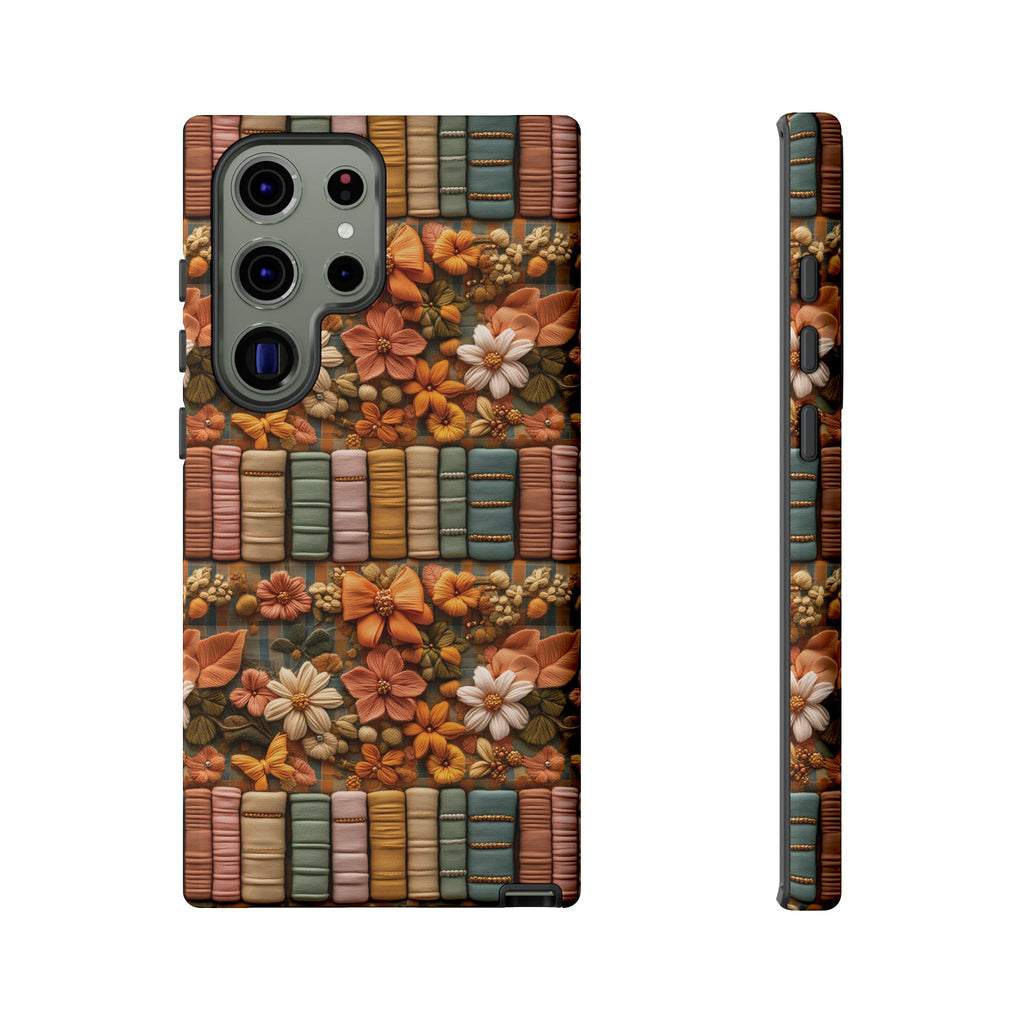 3D Illusion Boho Floral and Books Phone Case Gift for Her Phone 15, Samsung iPhone Samsung Gift for Her Case iPhone 15, Samsung iPhone Samsung Accessory Gift for Her