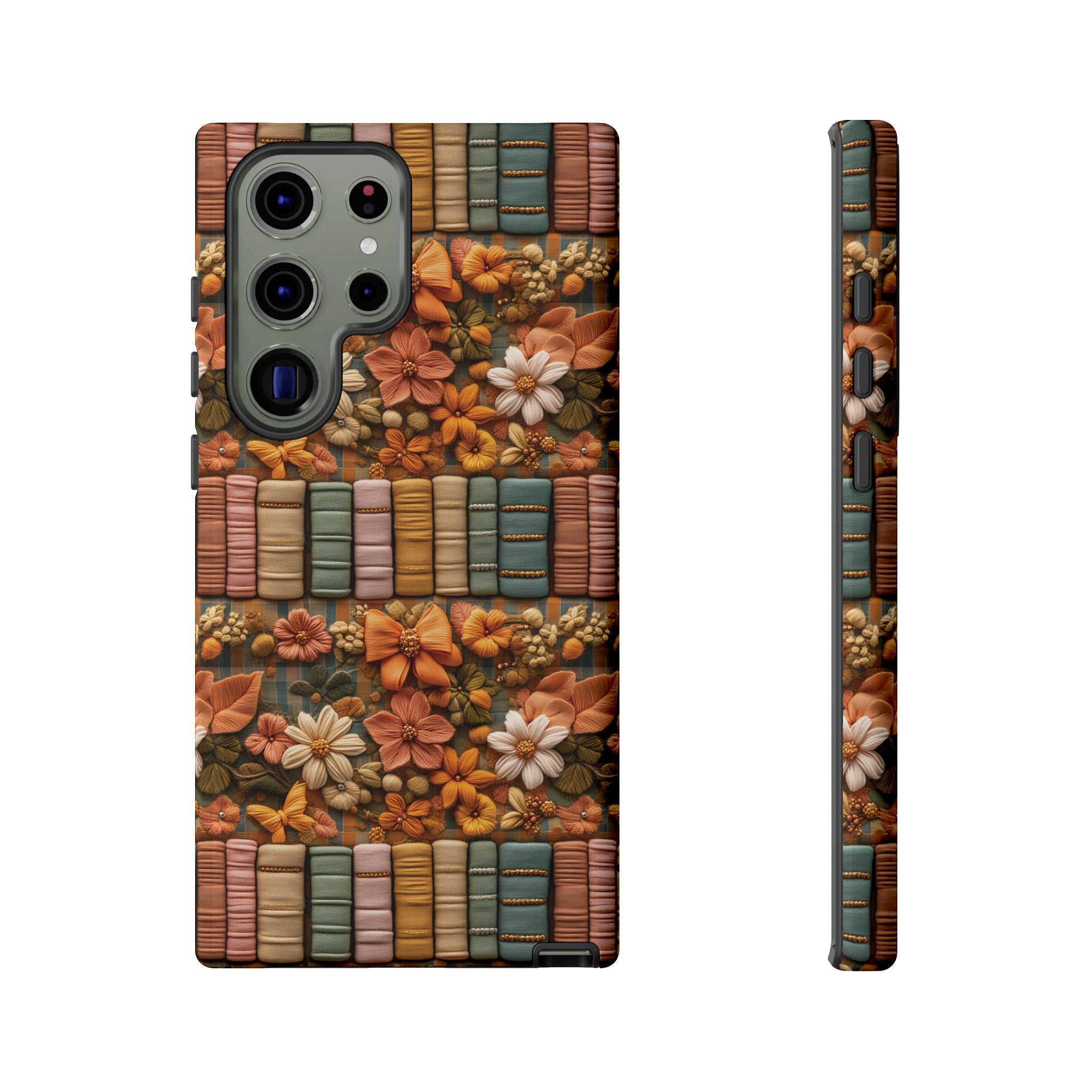 3D Illusion Boho Floral and Books Phone Case Gift for Her Phone 15, Samsung iPhone Samsung Gift for Her Case iPhone 15, Samsung iPhone Samsung Accessory Gift for Her