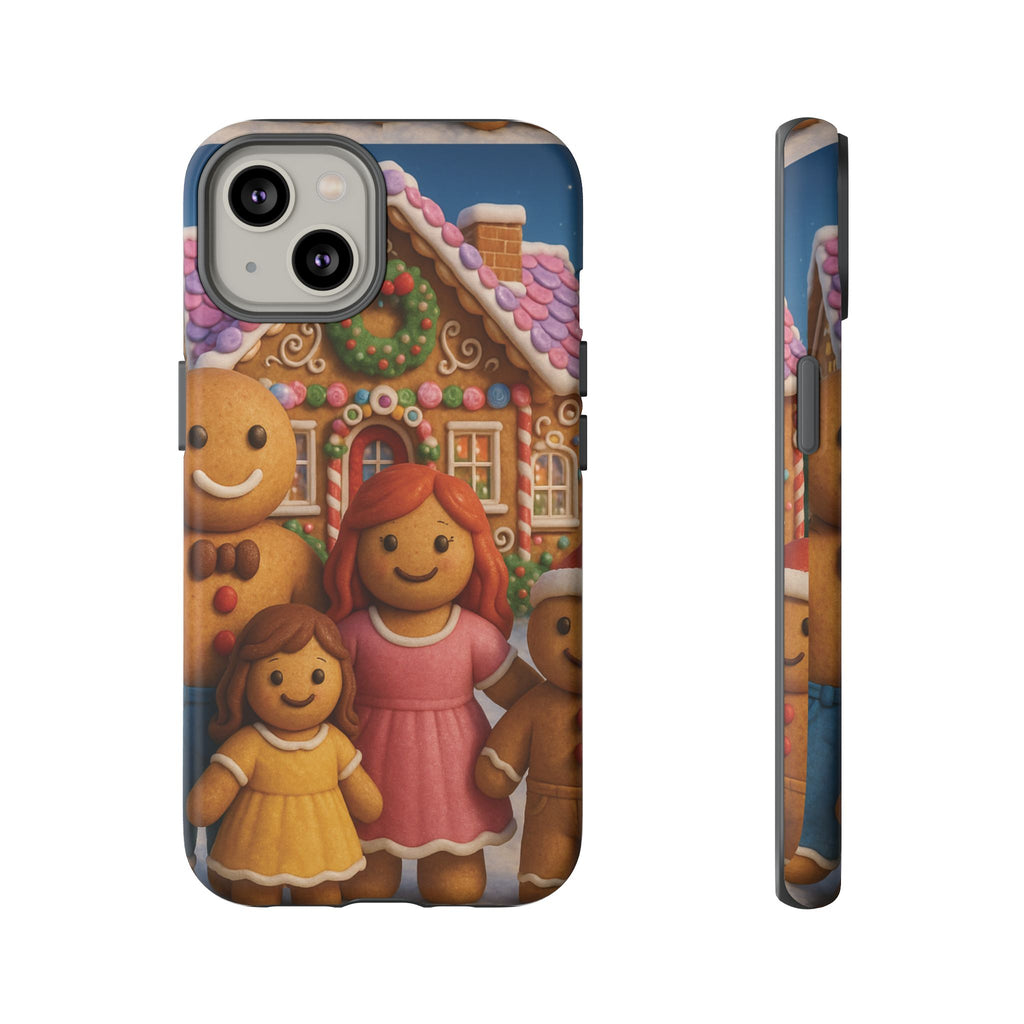 Coque de téléphone esthétique Famille en Pain d'Épices – Design d'inspiration vintage sur le thème de Noël – Étui stylé pour modèles iPhone et Samsung Galaxy
