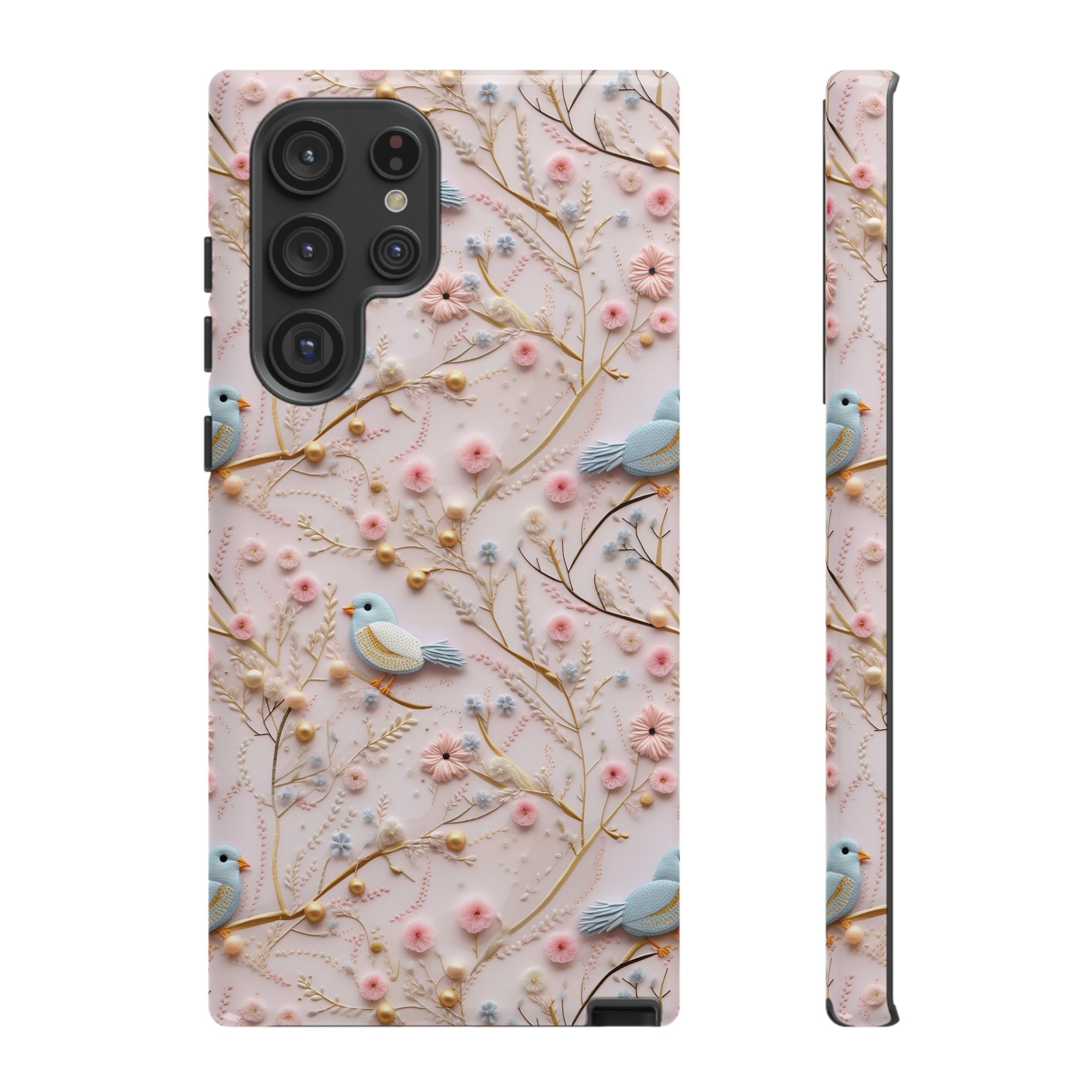 3D Birds Elegant Faux Flowers Phone Case Stylish & Durable for iPhone Samsung Gift iPhone 15, 14, 13 Samsung Pixel Gift for Mom Accessory Gift for Her