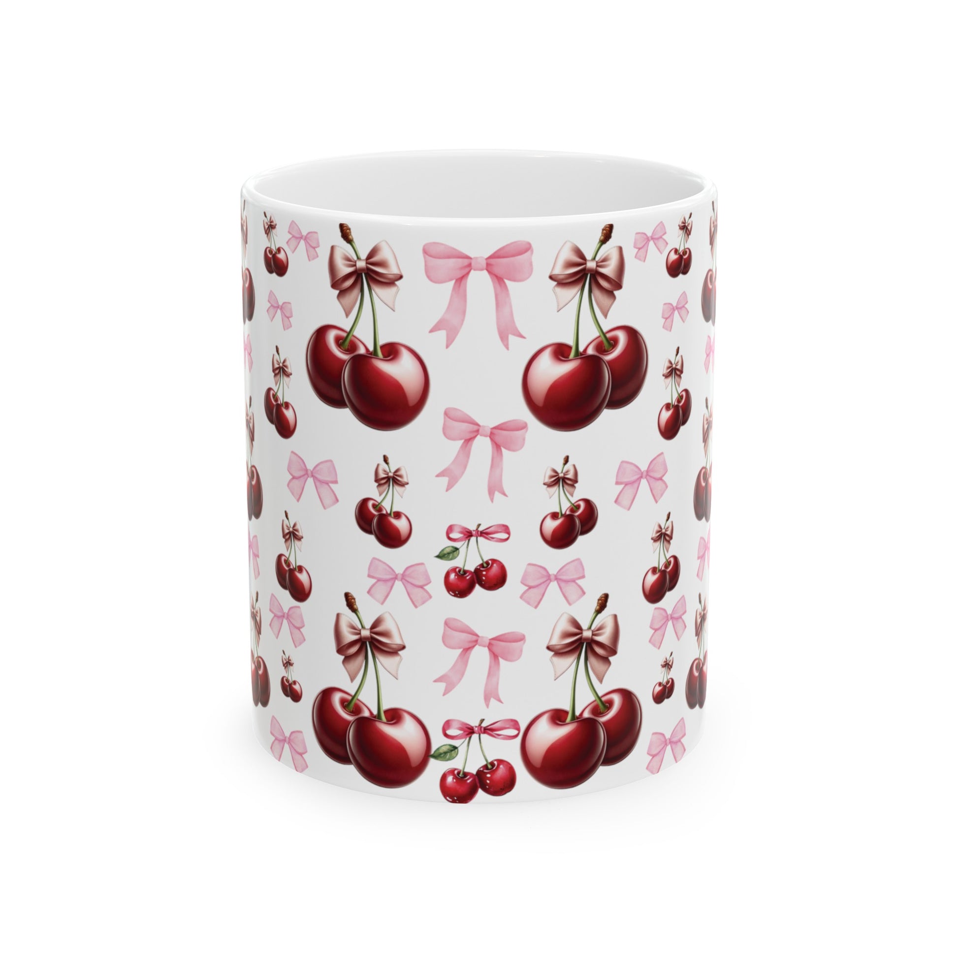 Cherry and Pink Bow Coffee Mugs Perfect for Your Morning Brew | 11 oz & 15 oz Sizes Cute and Stylish Mug for Tea, Cocoa, and More – Unique Gift for Cherry Lovers - MRSBYVALLE