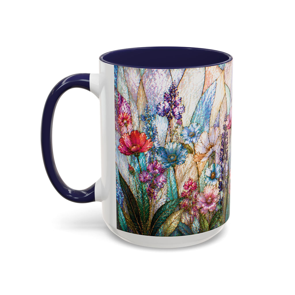 Wildflower Watercolor Coffee Mug Vibrant Wildflower Accent 11/15oz Stain Glass Illusion