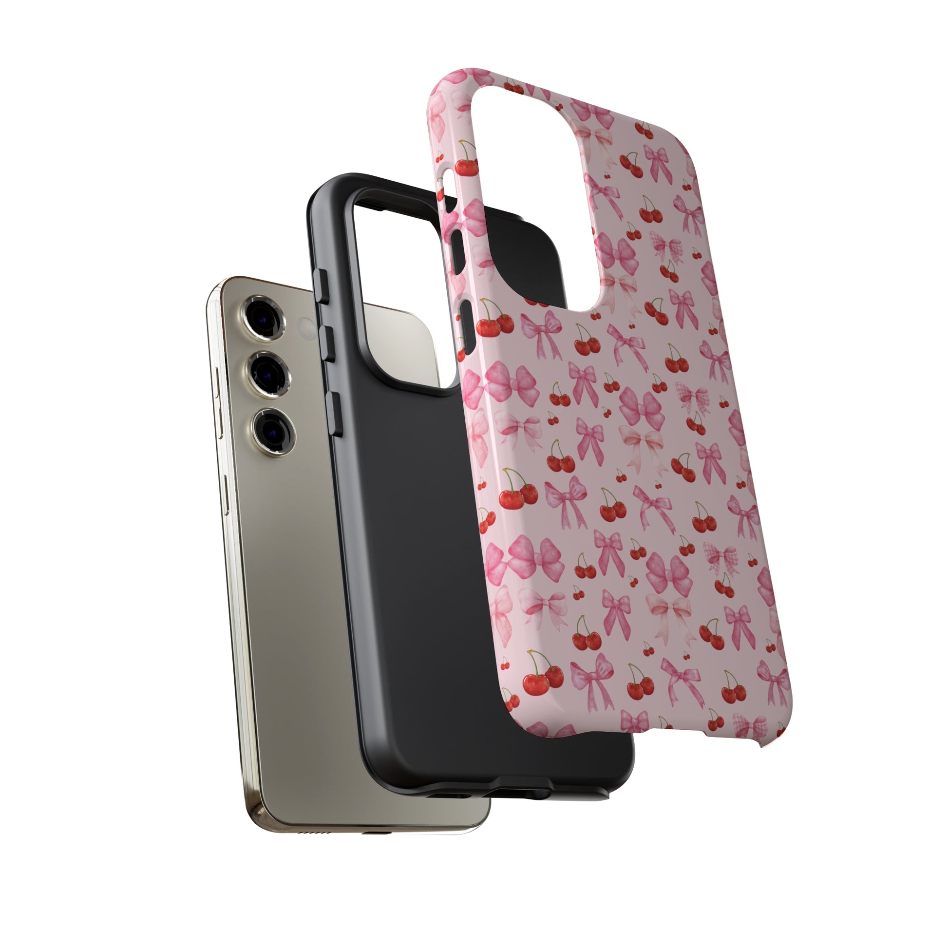 Coquette phone case Cherry Coquette Ribbon Bow iPhone Case Fruity, Girly Gift for Her Phone 15, Samsung iPhone Samsung Gift for Her Case iPhone 15, Samsung iPhone Samsung Accessory Gift for Her.