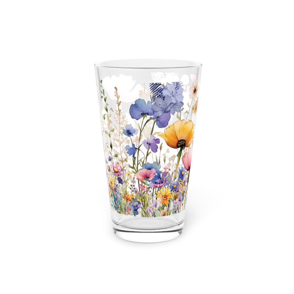 Watercolor Pink Purple Floral 16oz Pint Glass Delicate Blooms for Refreshing Sips Art Gifts, Party Drinkware, Cocktail Glass Drinkware, Housewarming Perfect Gift Party Drinkware, Cocktail, Wedding Perfect for Parties - MRSBYVALLE