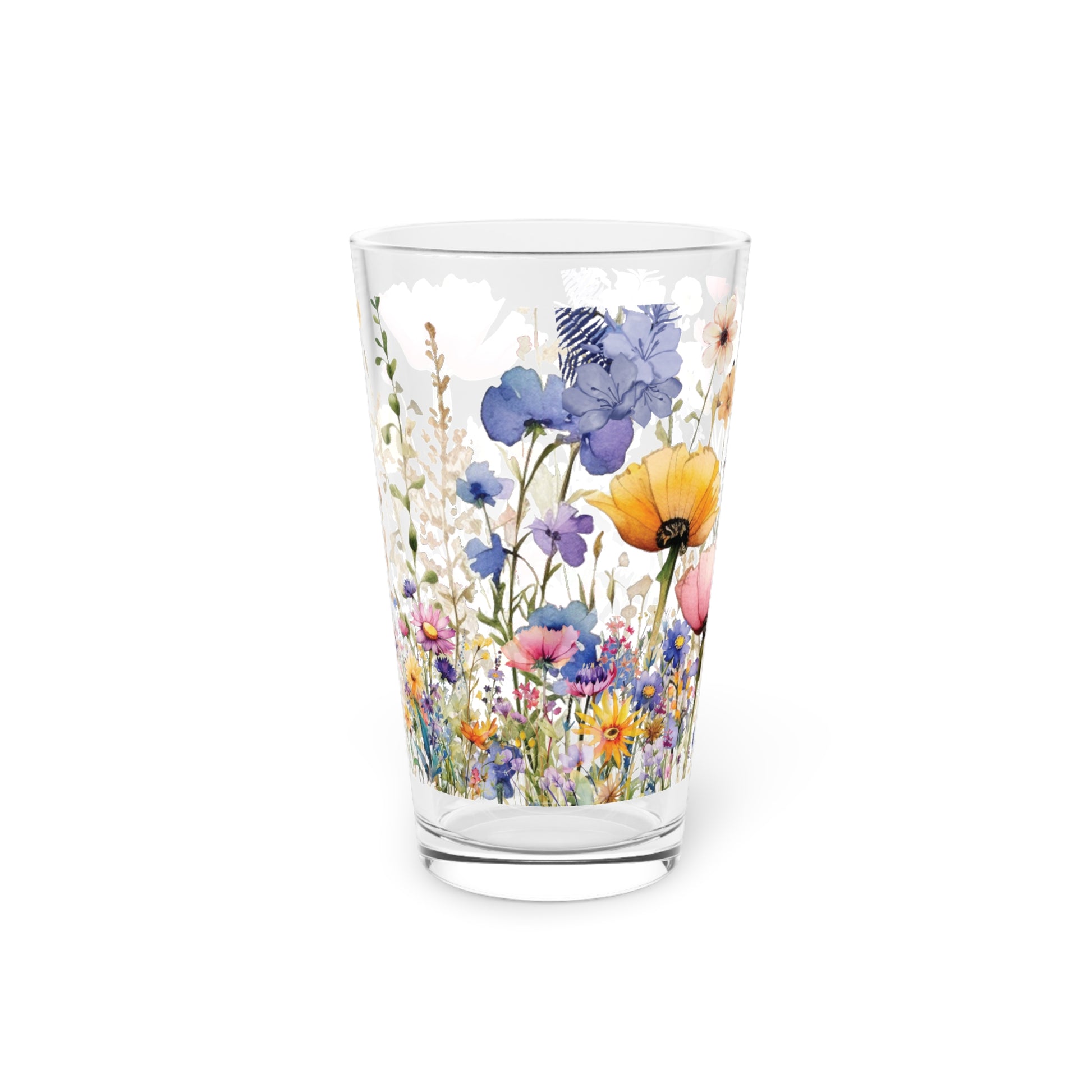 Watercolor Pink Purple Floral 16oz Pint Glass Delicate Blooms for Refreshing Sips Art Gifts, Party Drinkware, Cocktail Glass Drinkware, Housewarming Perfect Gift Party Drinkware, Cocktail, Wedding Perfect for Parties - MRSBYVALLE
