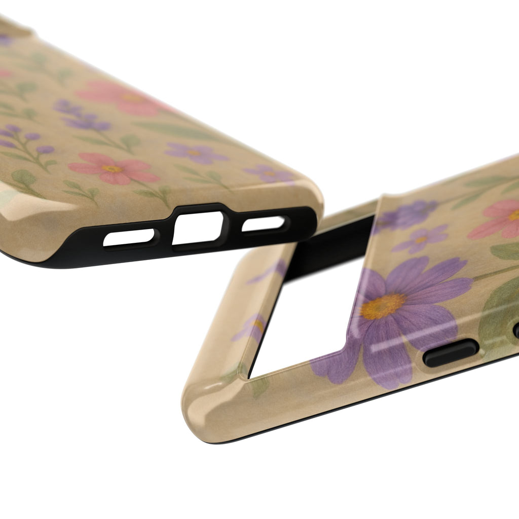 3D Illusion Wildflower Phone Case Cute Pastel Floral Design in Lavender, Pink, Mint Green – Aesthetic Protective Case for iPhone and  Android