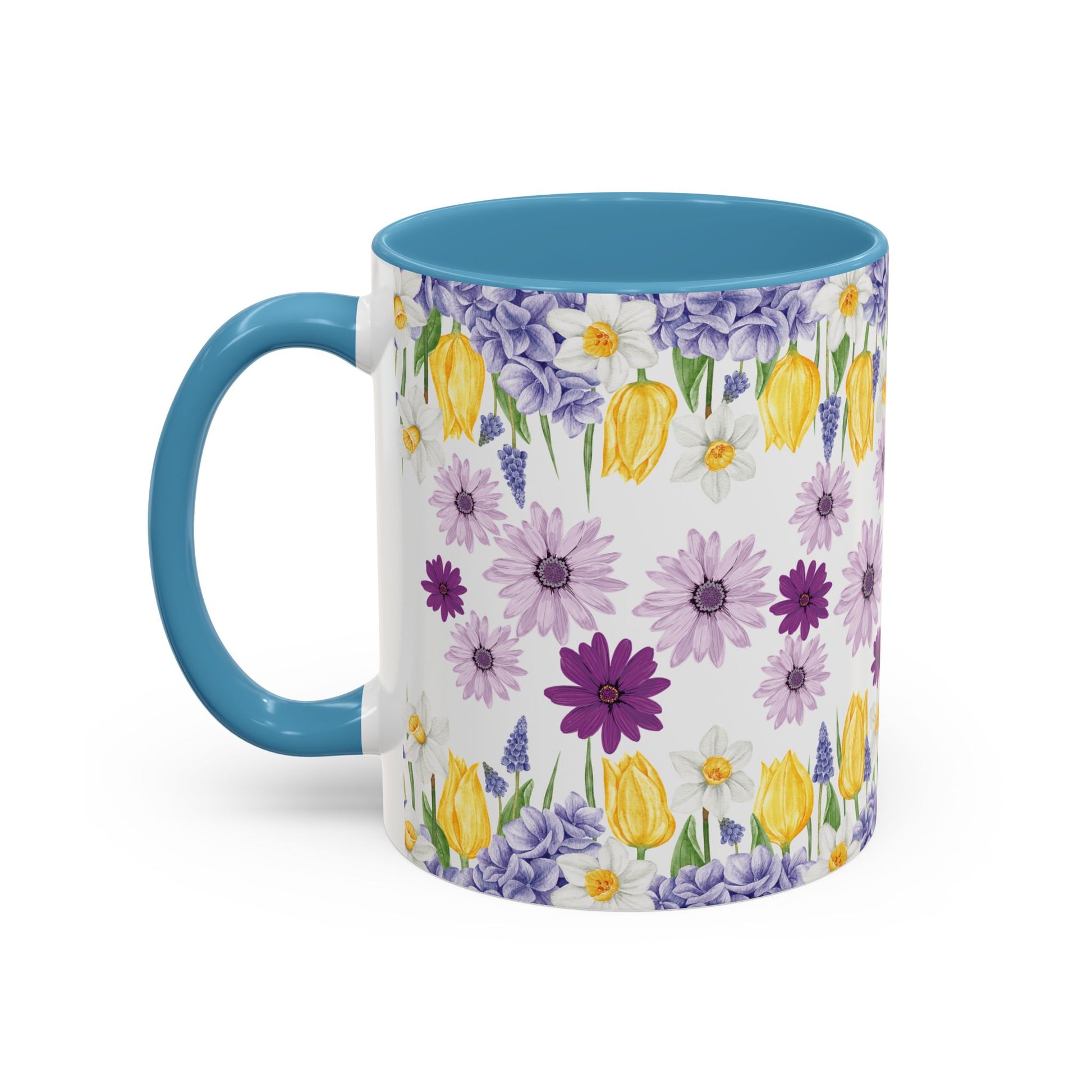 Botanical Floral Mug  Lavender & Yellow Flowers, Ceramic 11oz & 15oz Cup, Ideal Gift for Coffee Lovers, Mother's Day, or Cozy Spring Mornings
