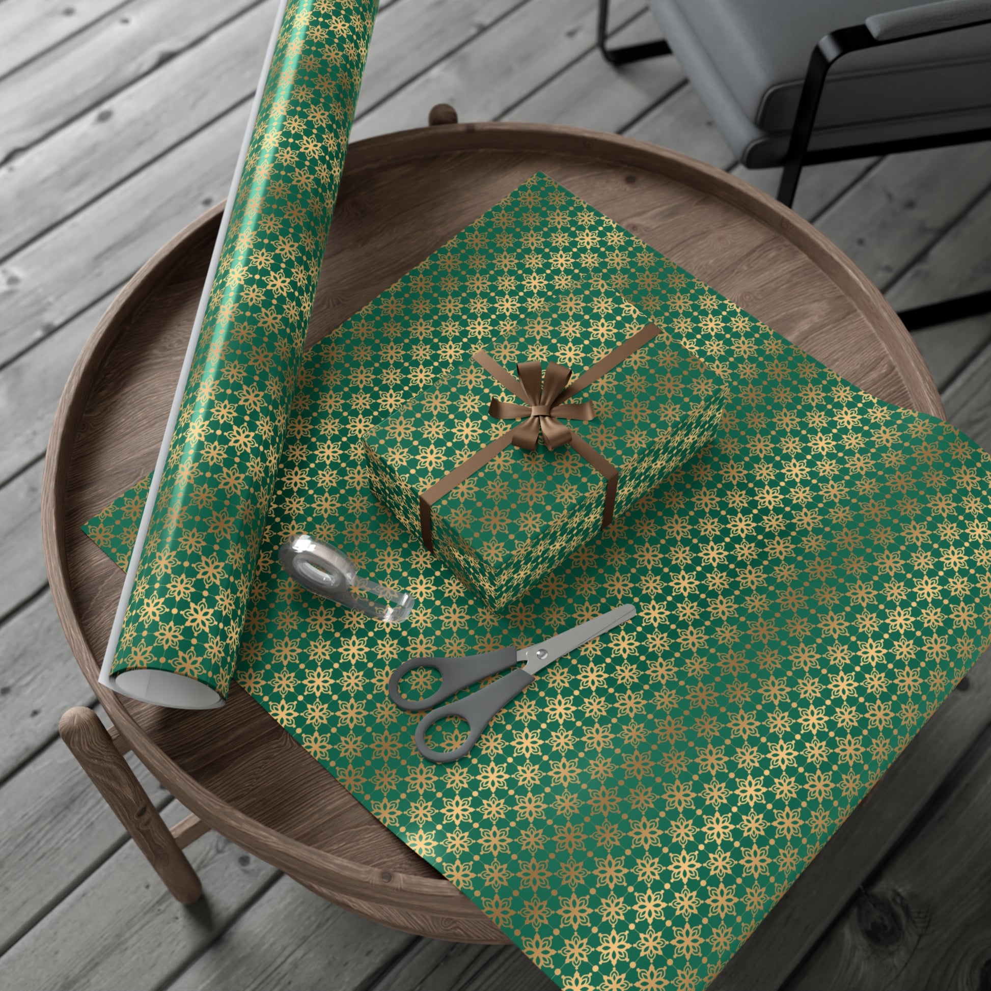 Elegant Luxuries Emerald Green Wrapping Paper with Gold Accents Perfect for Christmas Gifts, Weddings, & Special Occasions – Premium Quality Gift Wrap for Luxurious Presentation - MRSBYVALLE