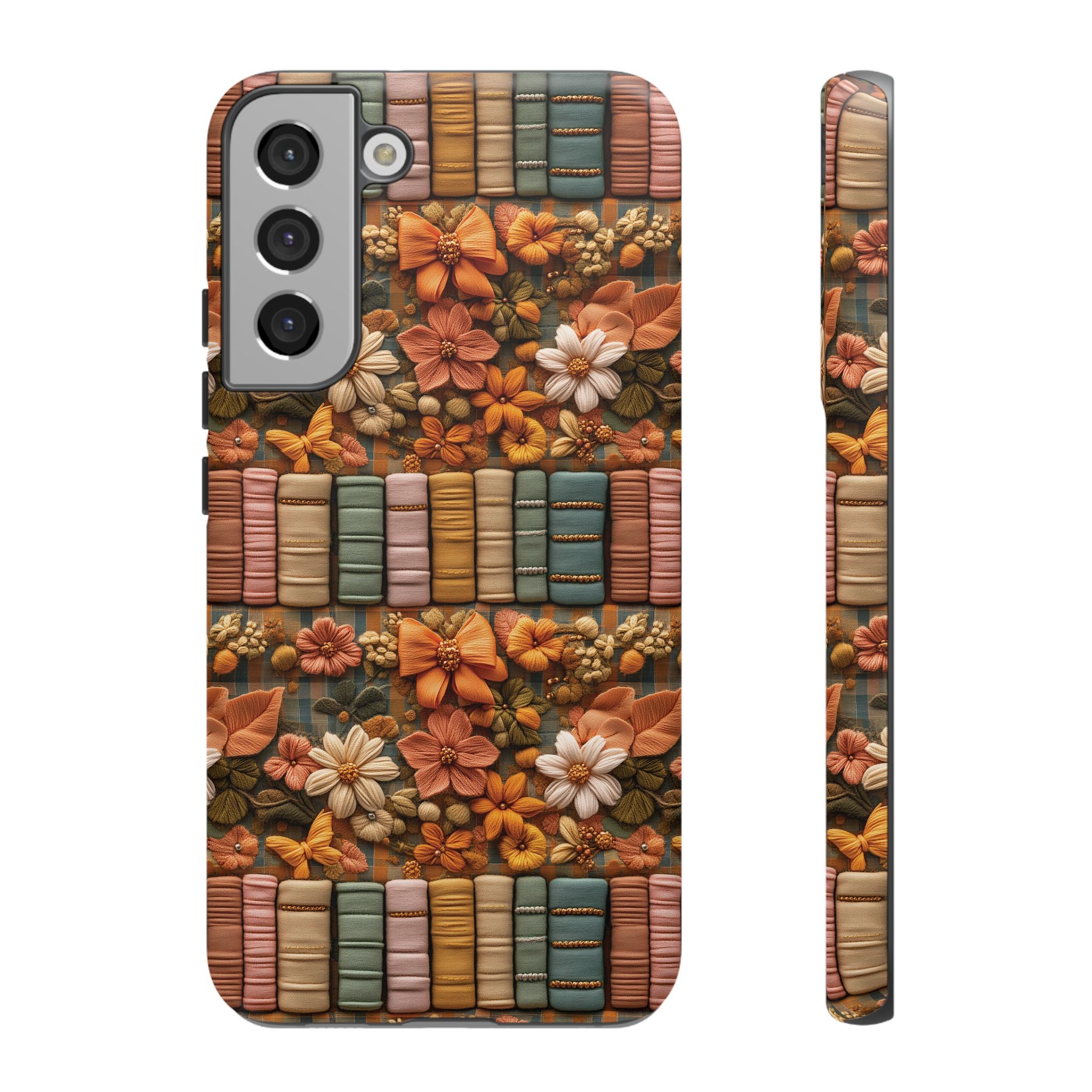 3D Illusion Boho Floral and Books Phone Case Gift for Her Phone 15, Samsung iPhone Samsung Gift for Her Case iPhone 15, Samsung iPhone Samsung Accessory Gift for Her